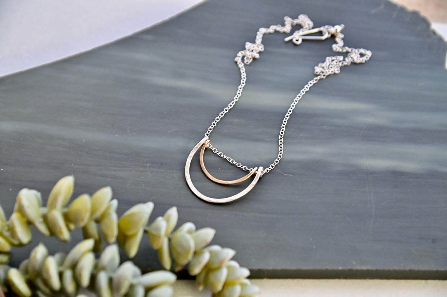 Hammered Hoops: Mixed Metal Necklaces