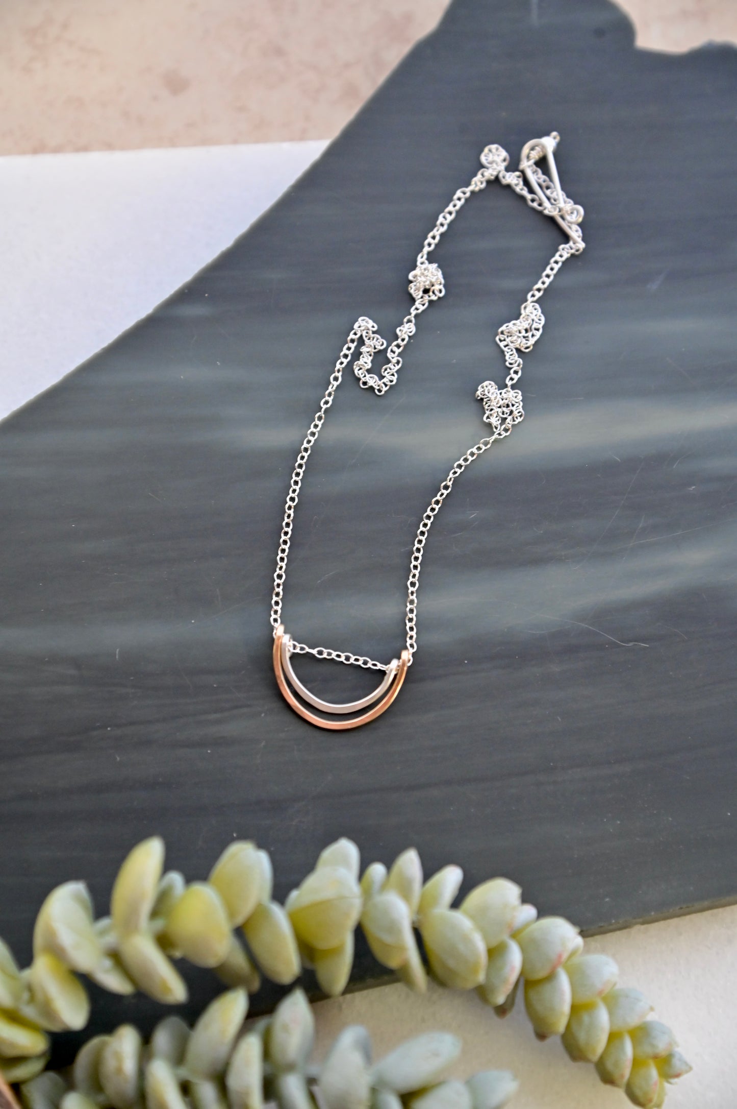 Hammered Hoops: Mixed Metal Necklaces