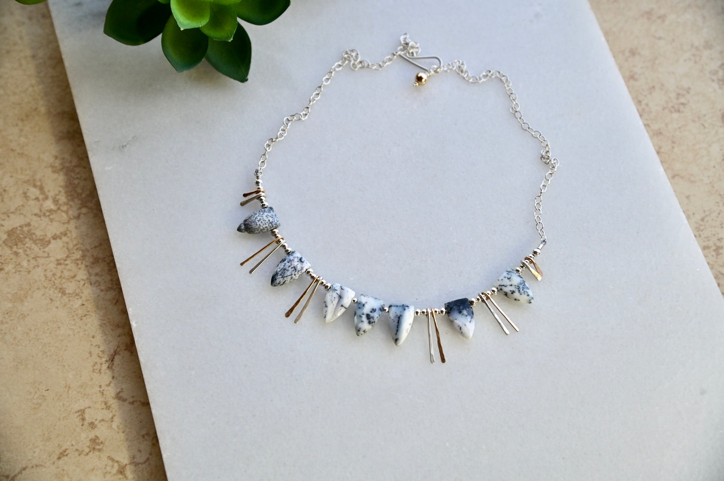 Sticks & Stones: Dendrite Opal + Mixed Metals Necklace