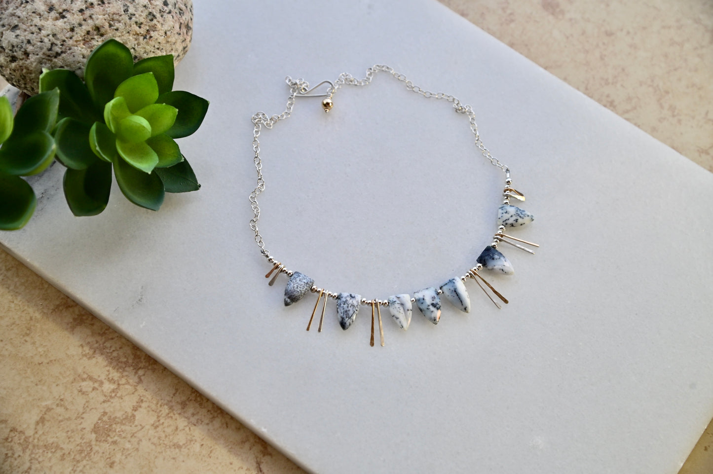 Sticks & Stones: Dendrite Opal + Mixed Metals Necklace