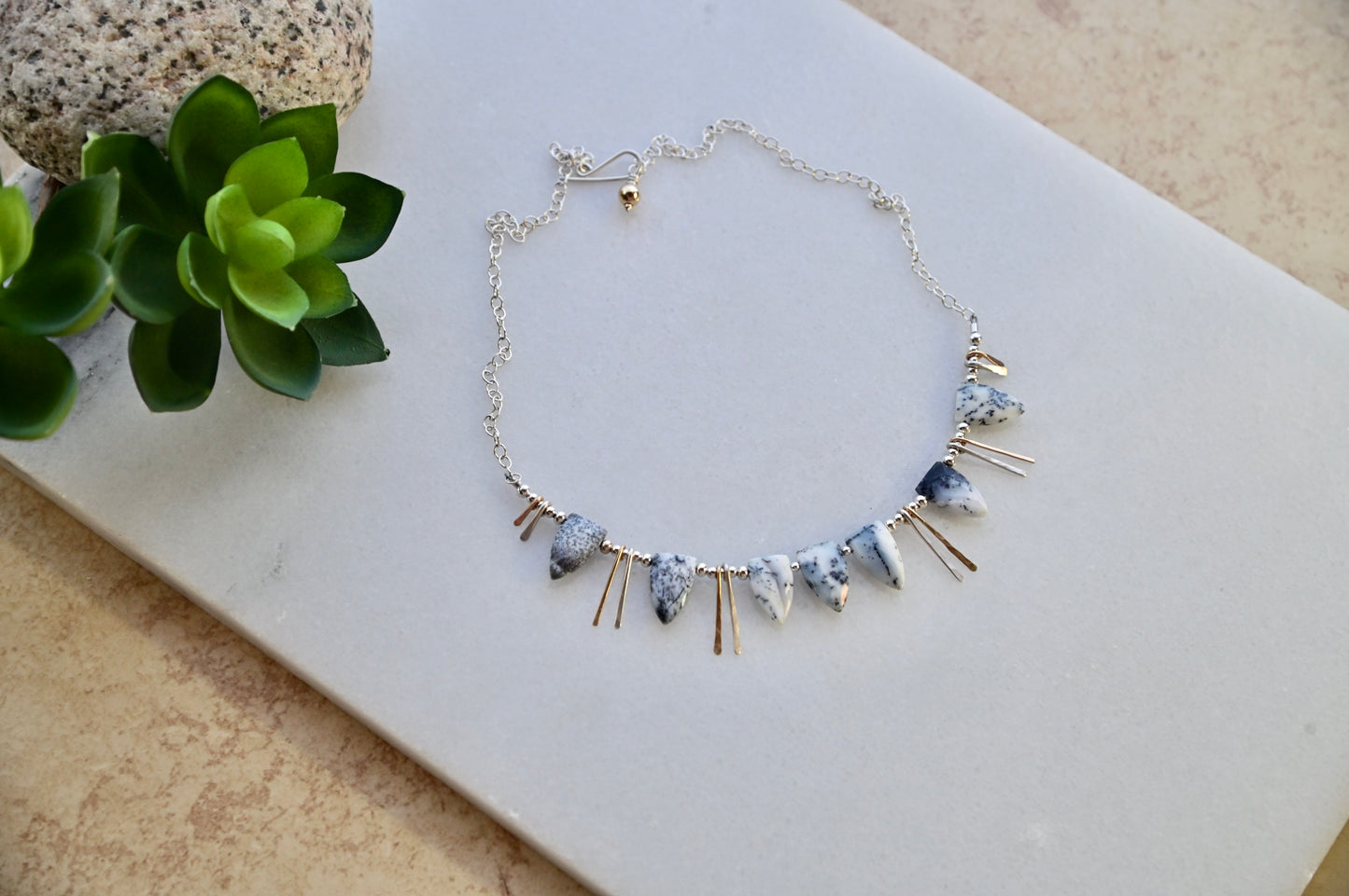 Sticks & Stones: Dendrite Opal + Mixed Metals Necklace