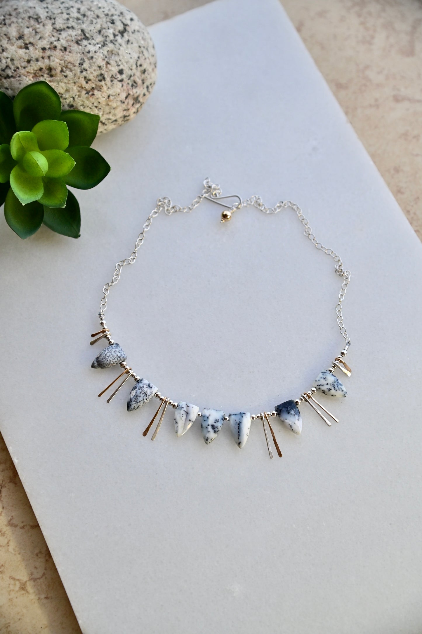 Sticks & Stones: Dendrite Opal + Mixed Metals Necklace