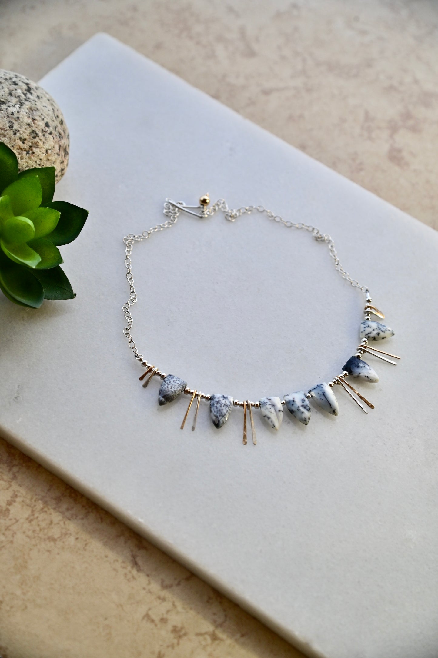 Sticks & Stones: Dendrite Opal + Mixed Metals Necklace