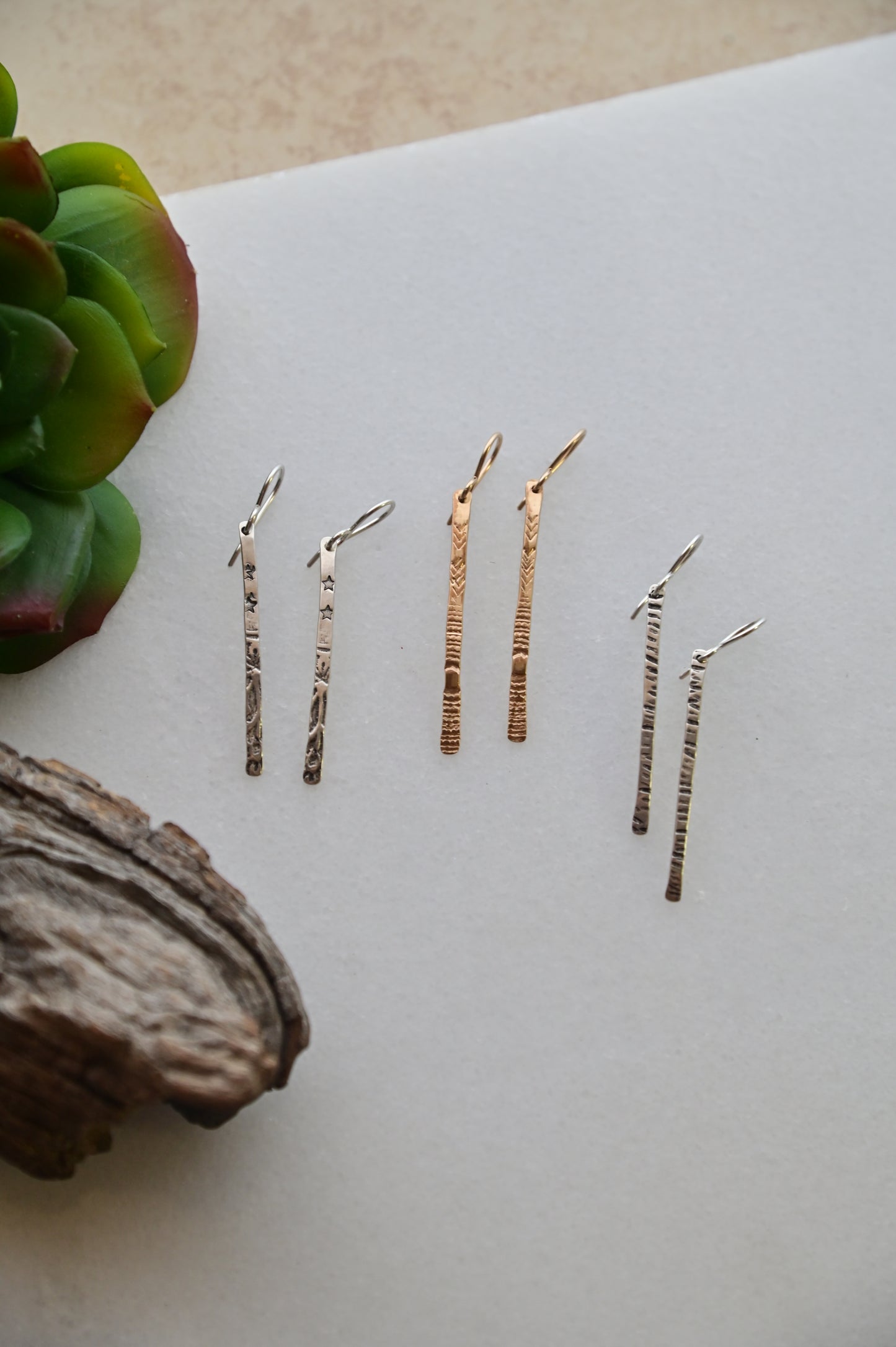 Sticks & Stones: Small Silver or Gold Earrings
