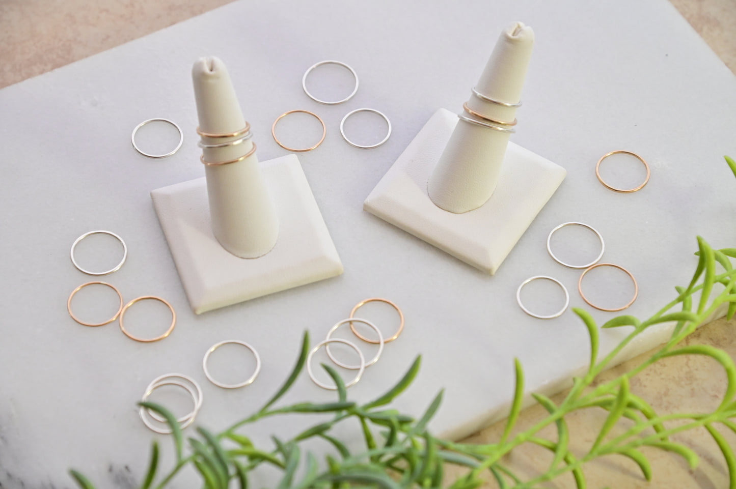Simple Stacker Rings in Silver + Gold