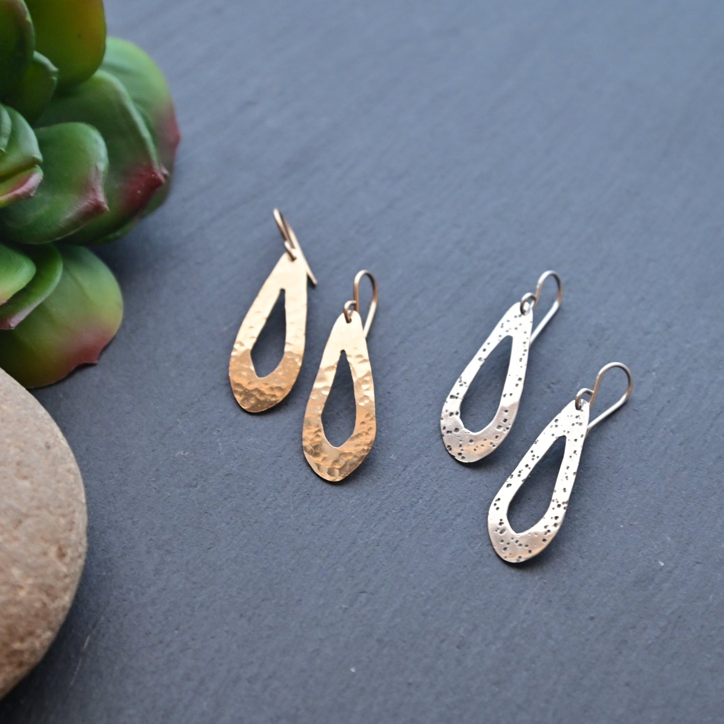 Small Teardrop Earrings in Silver or Gold