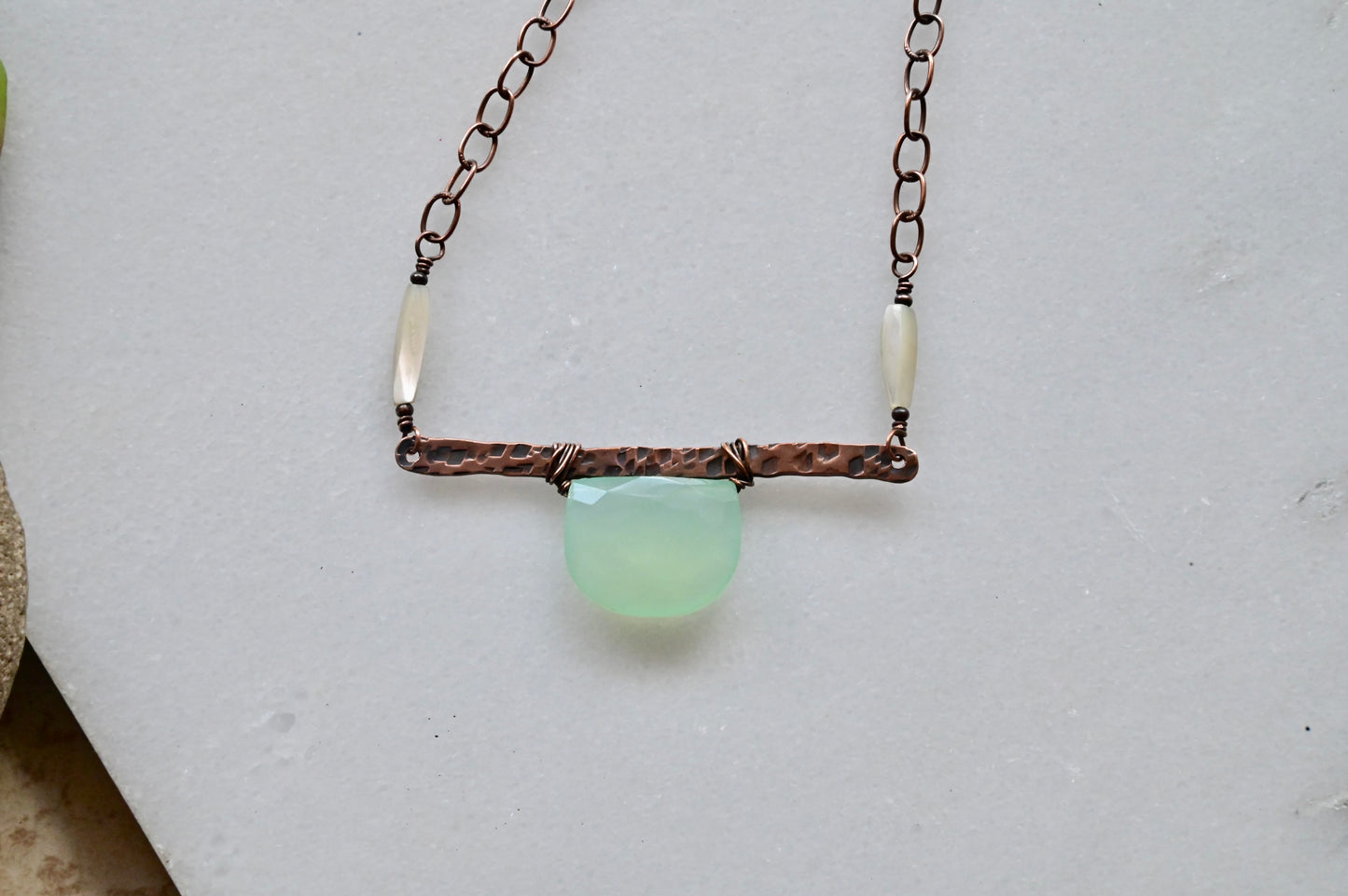 Copper Creations: Green Chalcedony Necklace