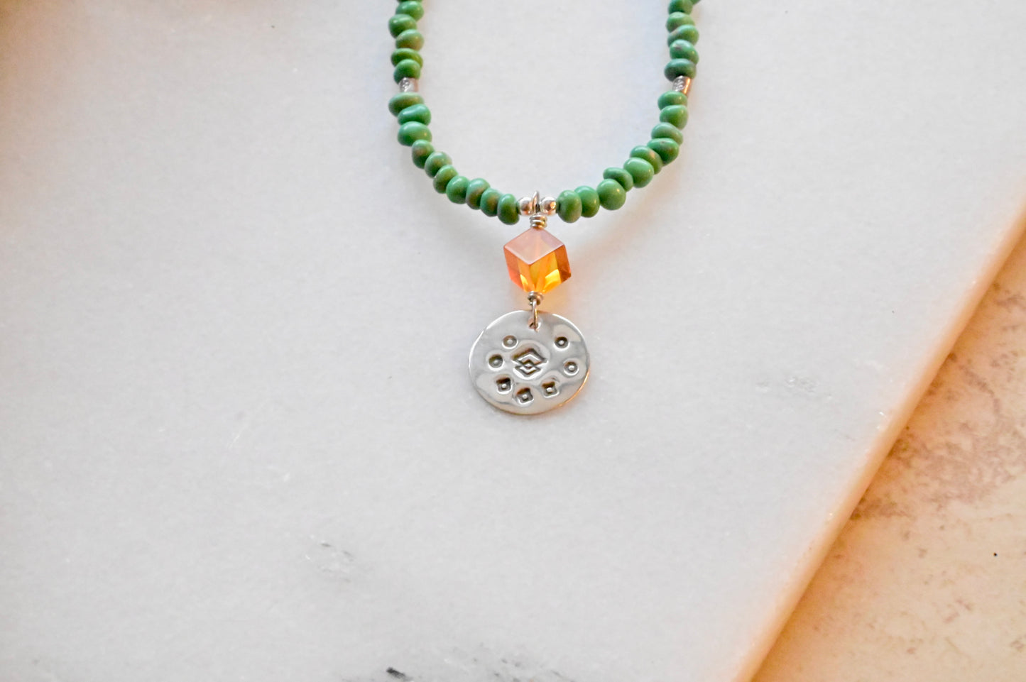 Silver Elements: Turquoise + Amber Necklace & Earrings