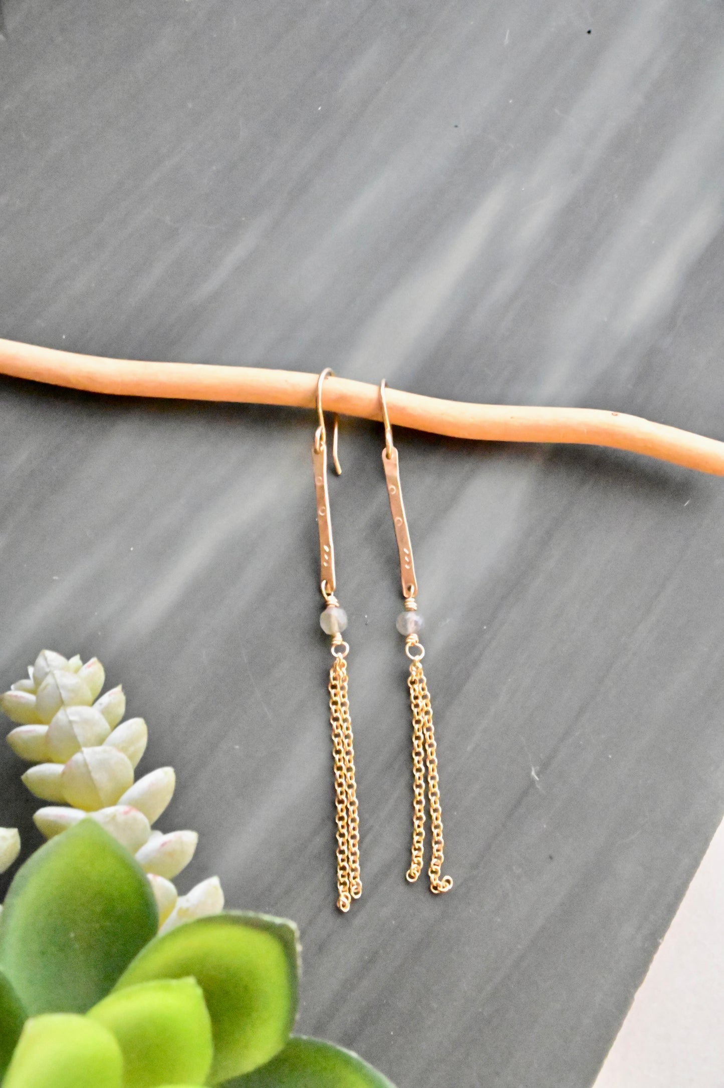 Sticks & Stones: Labradorite + Gold Earrings