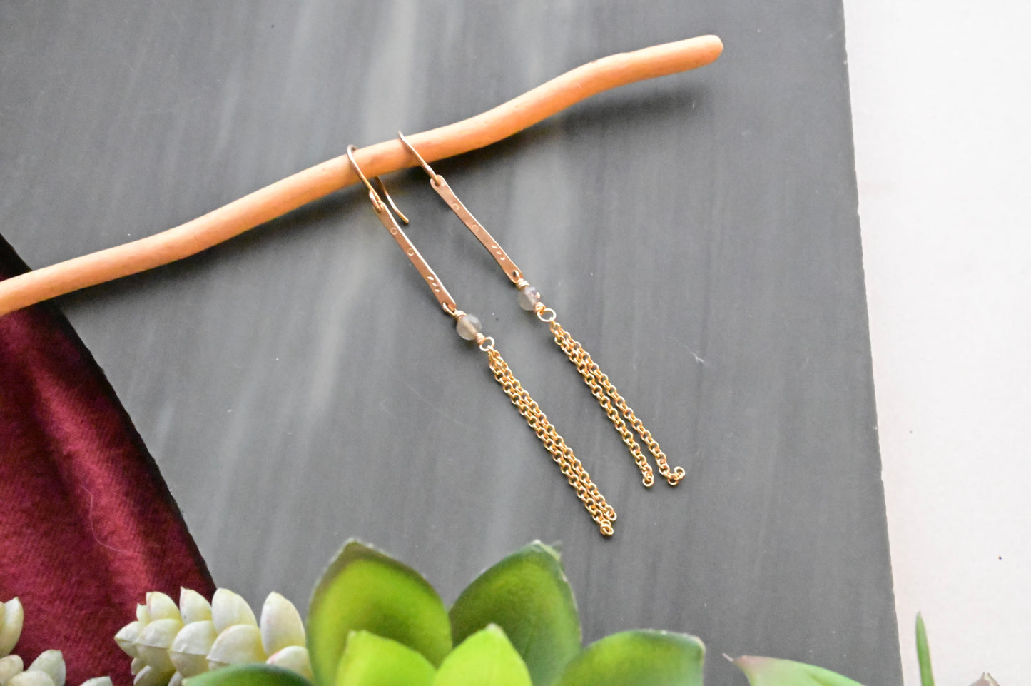 Sticks & Stones: Labradorite + Gold Earrings