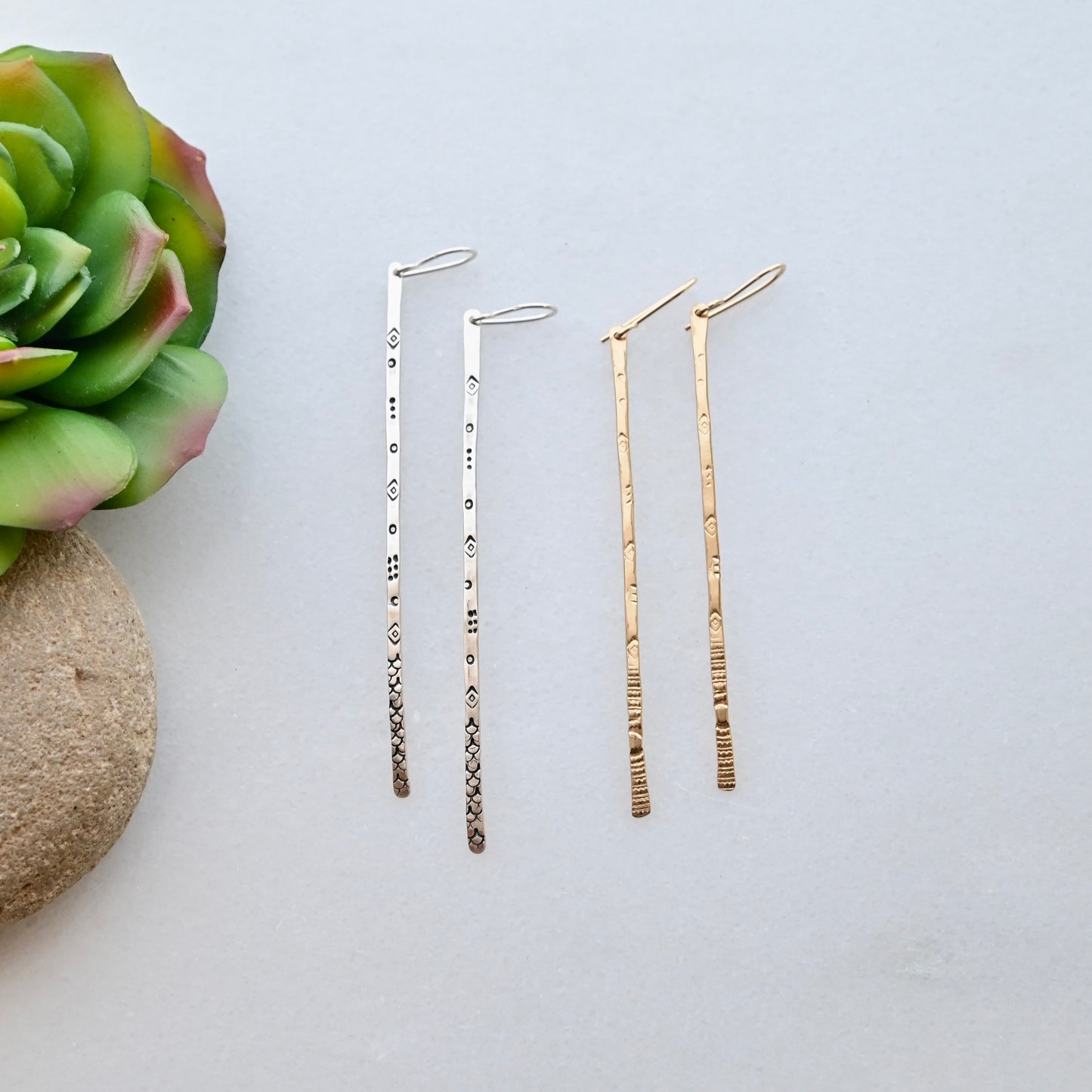 Sticks & Stones: Silver or Gold Earrings