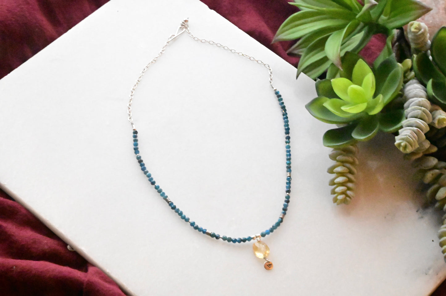 Silver Elements: Citrine + Apatite Necklace