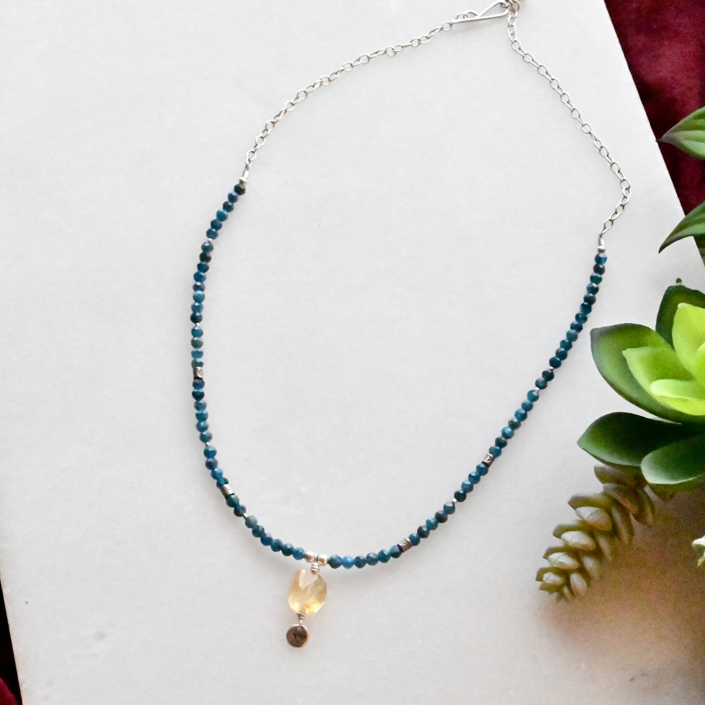 Silver Elements: Citrine + Apatite Necklace