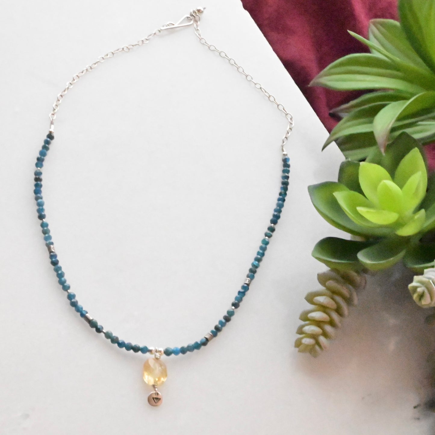 Silver Elements: Citrine + Apatite Necklace