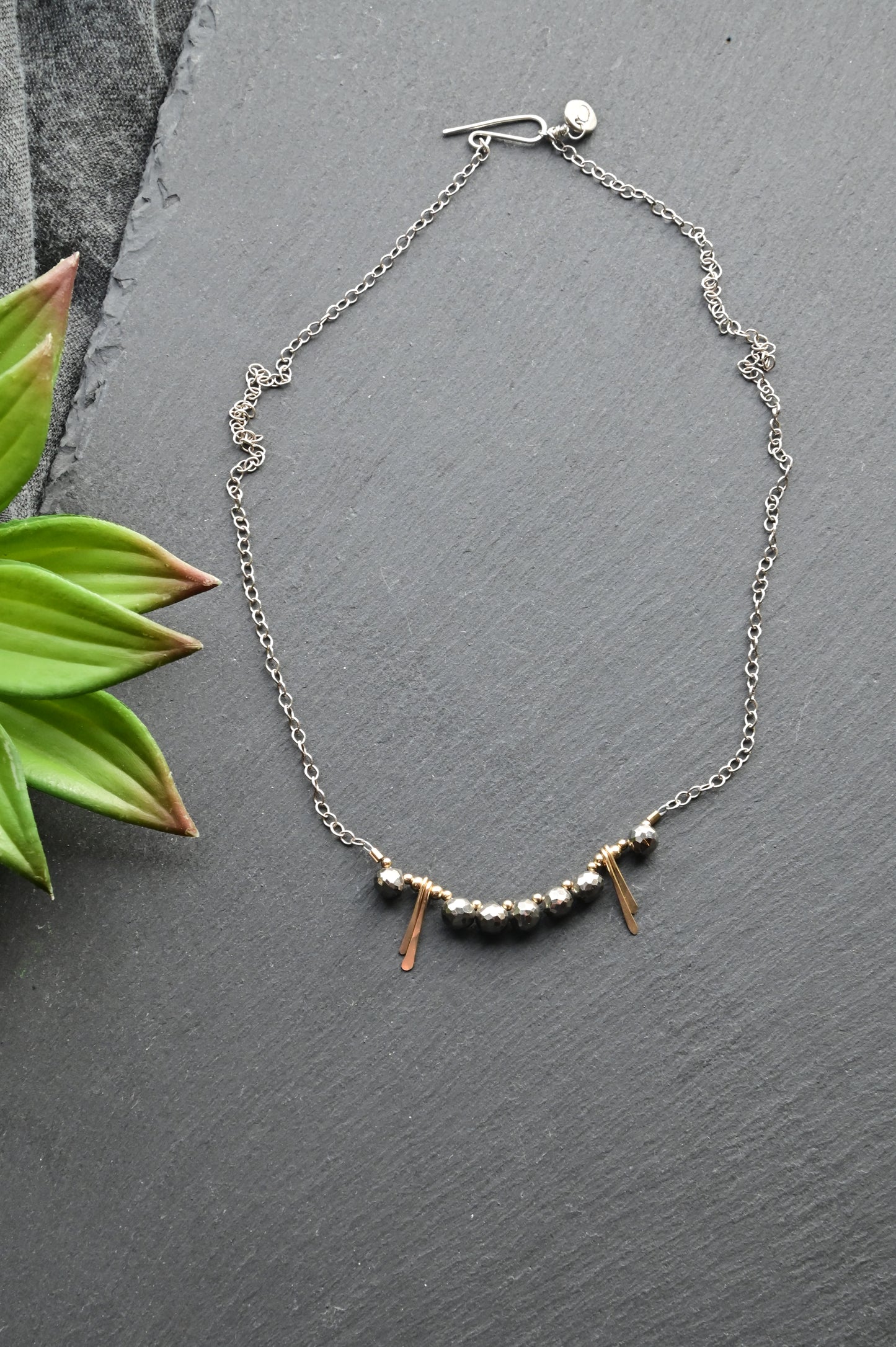 Sticks & Stones: Pyrite + Silver + Gold Necklace