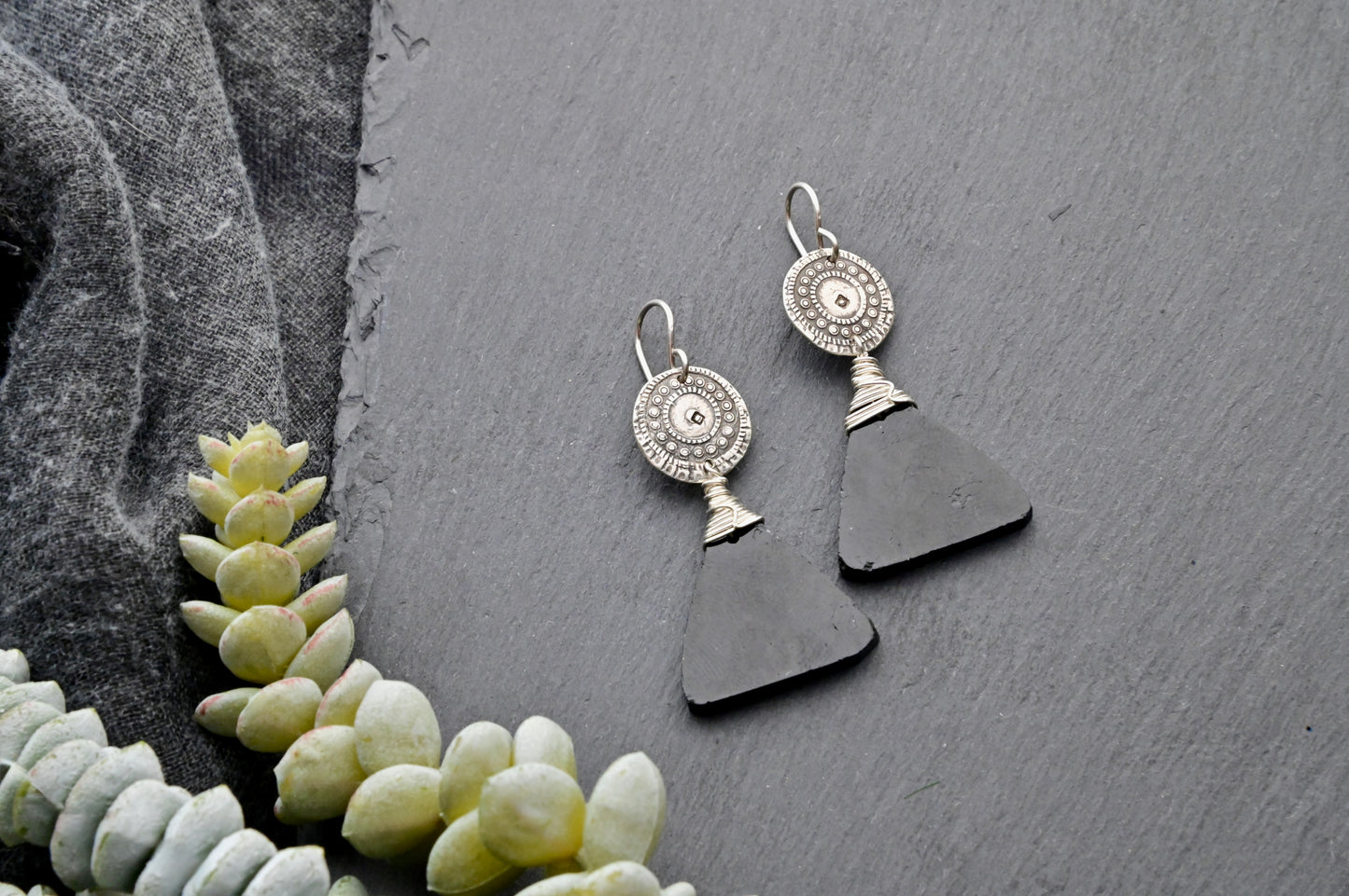 Silver Elements: Black Tourmaline Earrings