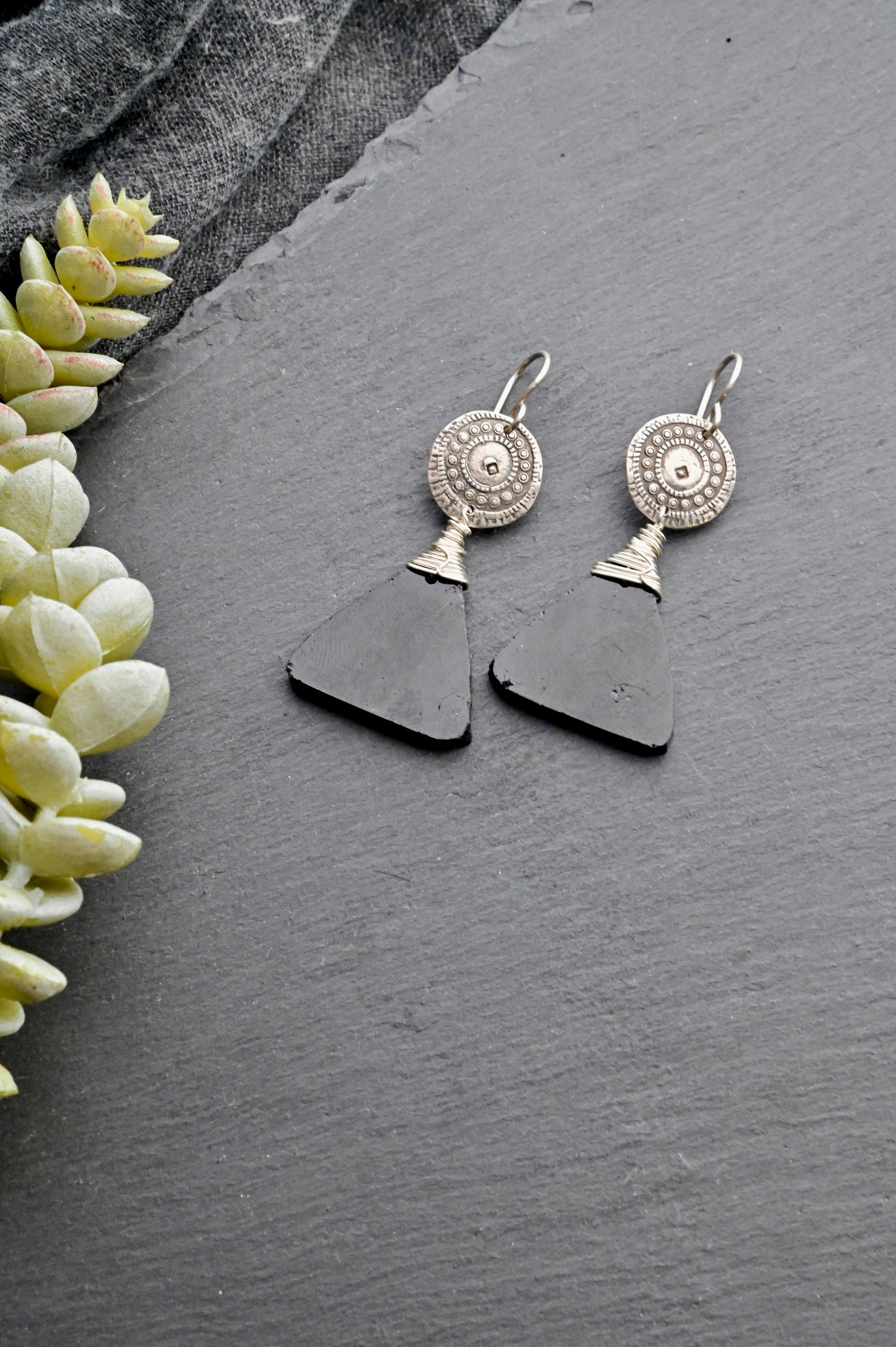 Silver Elements: Black Tourmaline Earrings