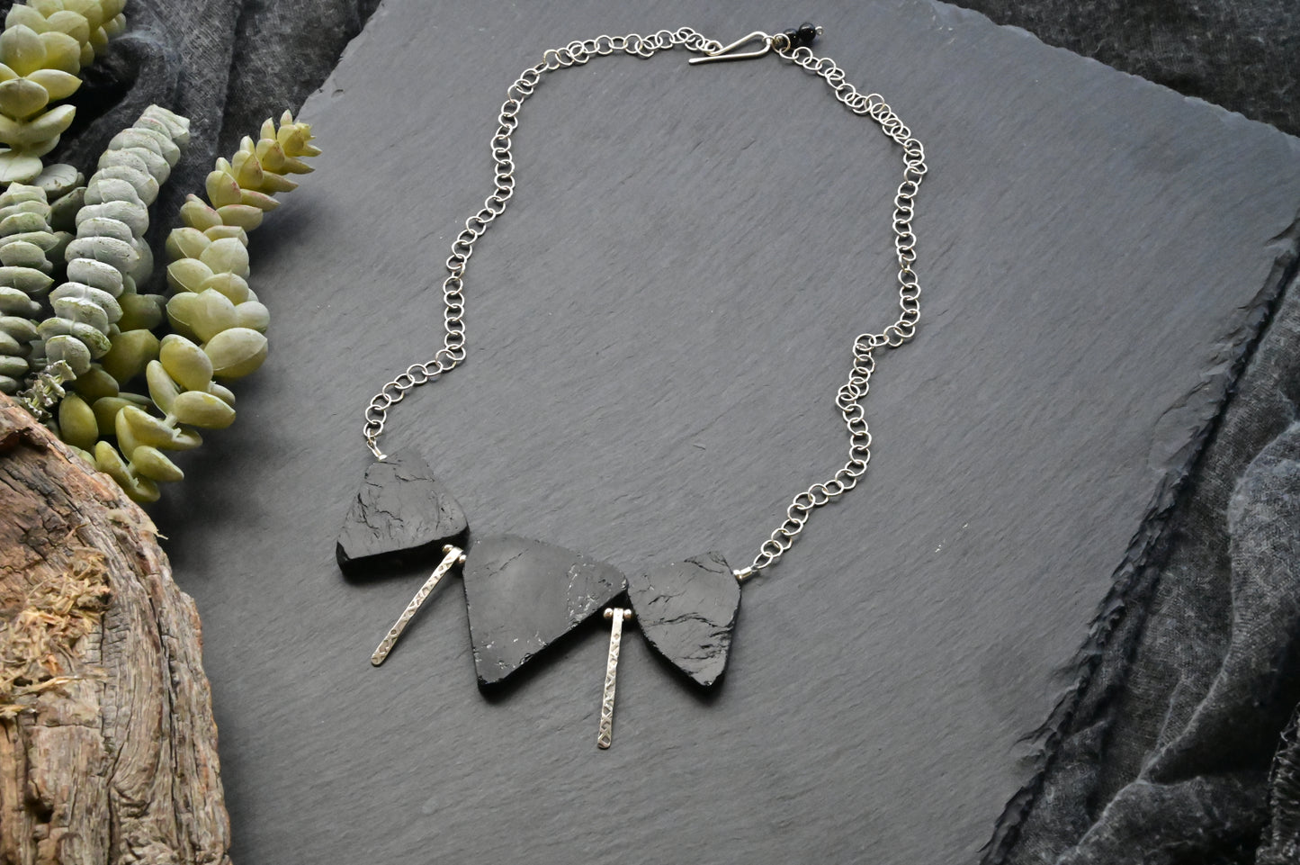 Sticks & Stones: Blak Tourmaline + Silver Necklace