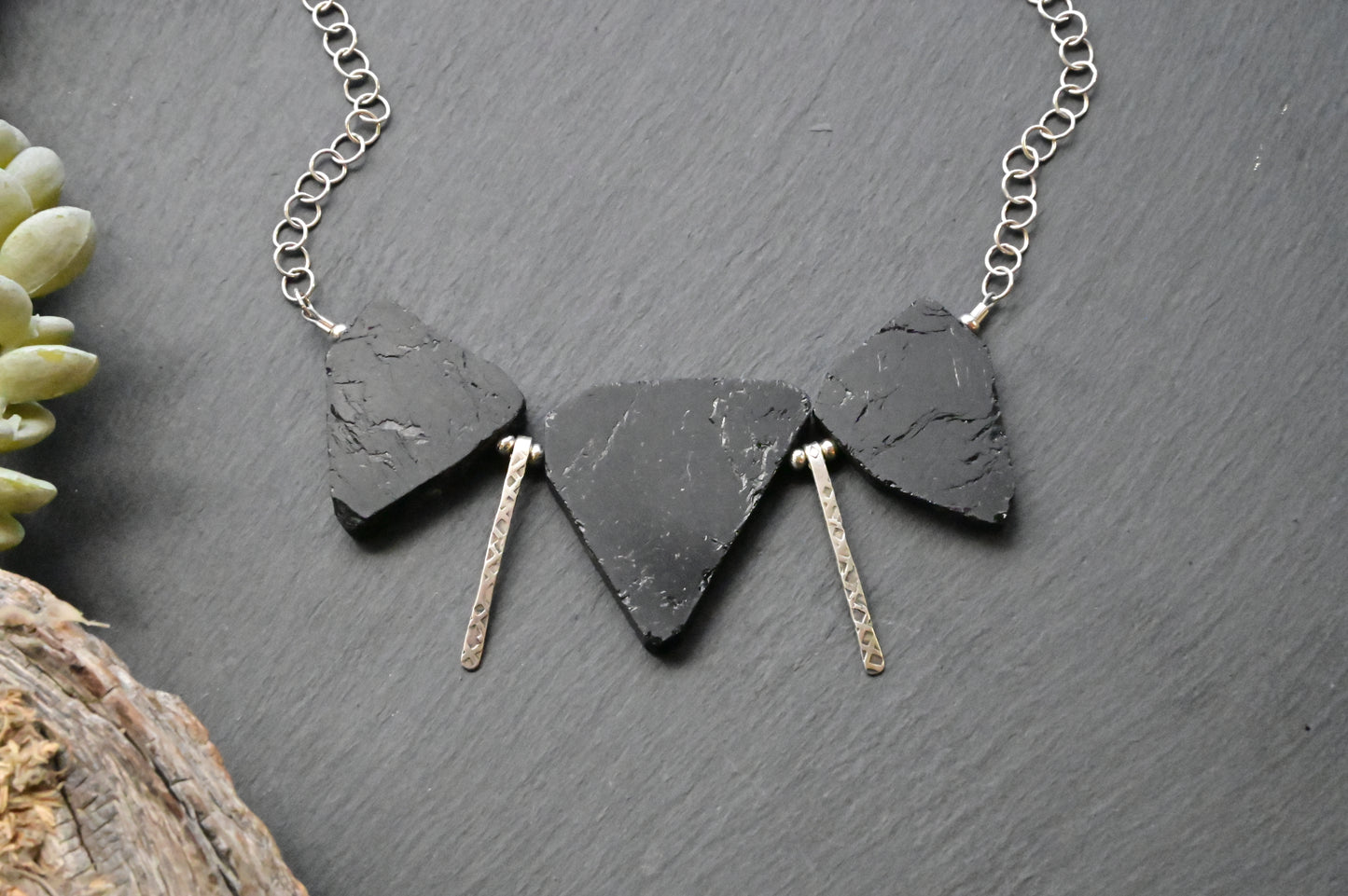 Sticks & Stones: Blak Tourmaline + Silver Necklace