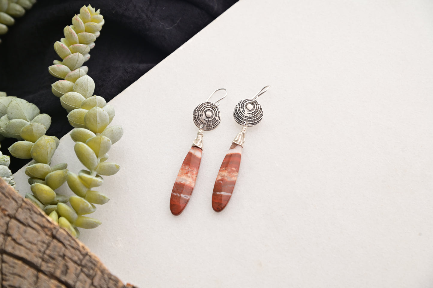 Silver Elements: Red River Jasper Earrings
