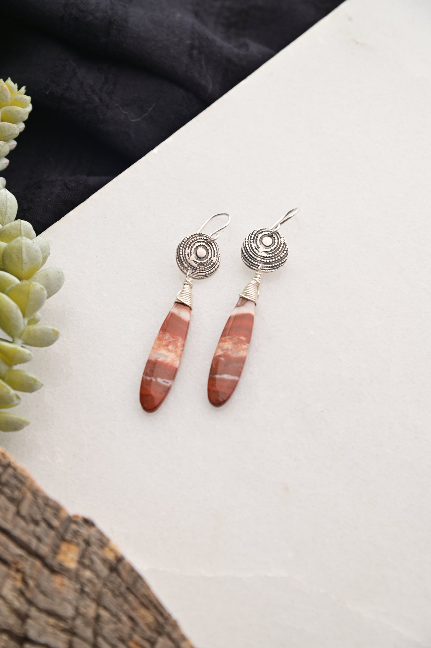Silver Elements: Red River Jasper Earrings