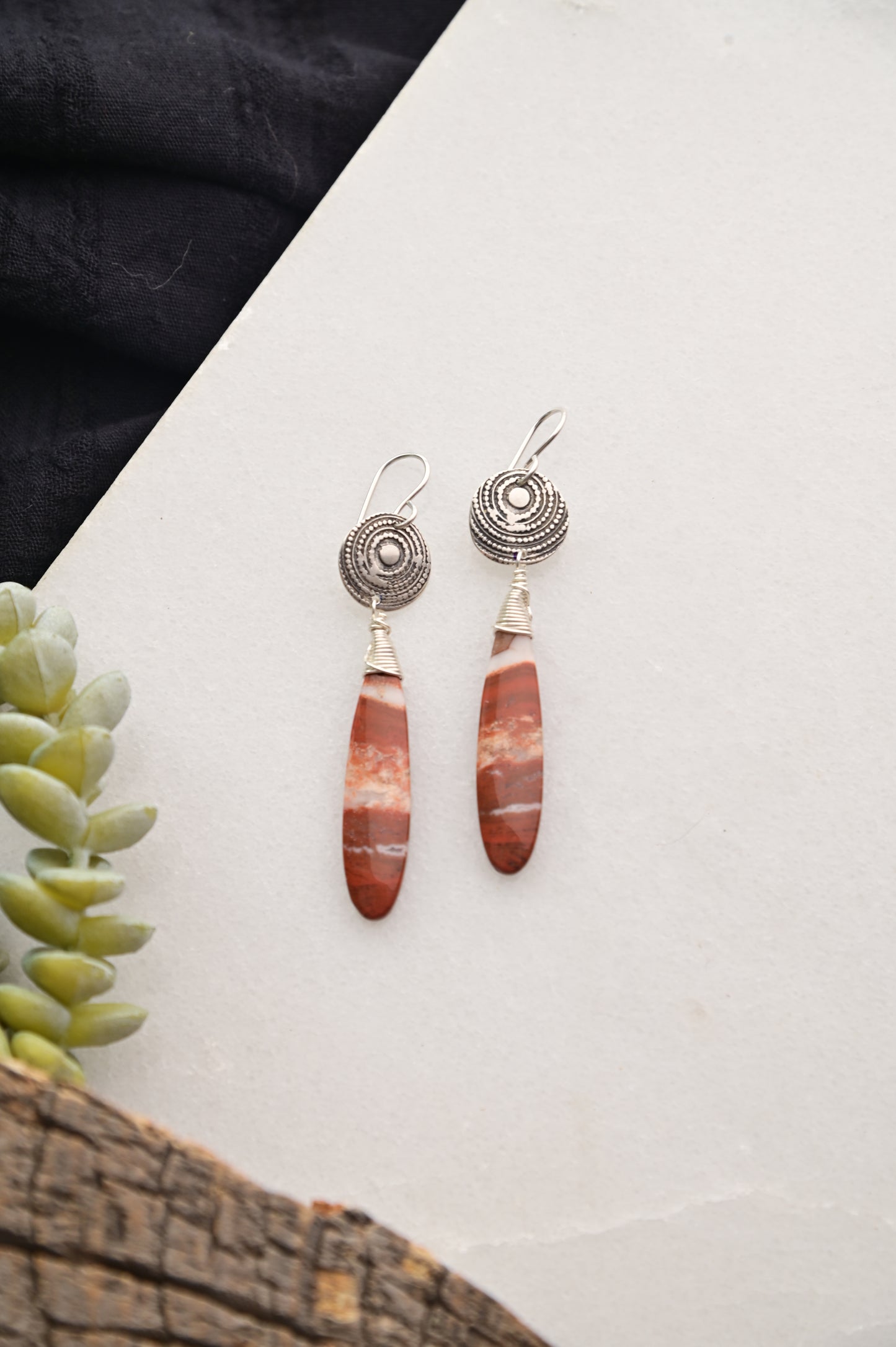 Silver Elements: Red River Jasper Earrings