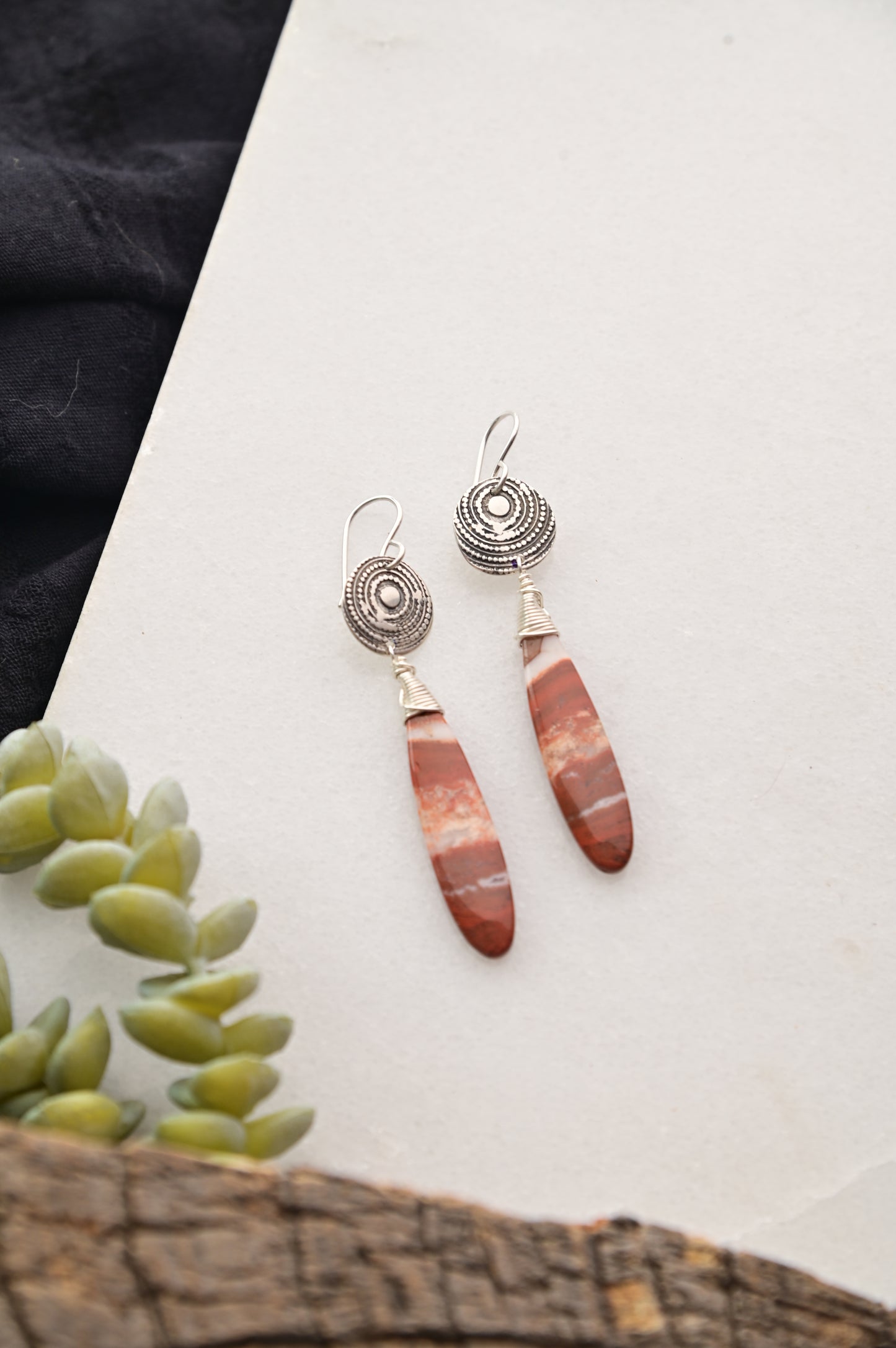 Silver Elements: Red River Jasper Earrings