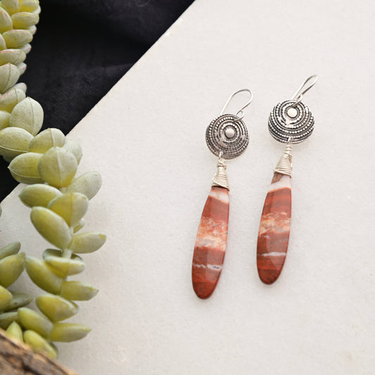 Silver Elements: Red River Jasper Earrings
