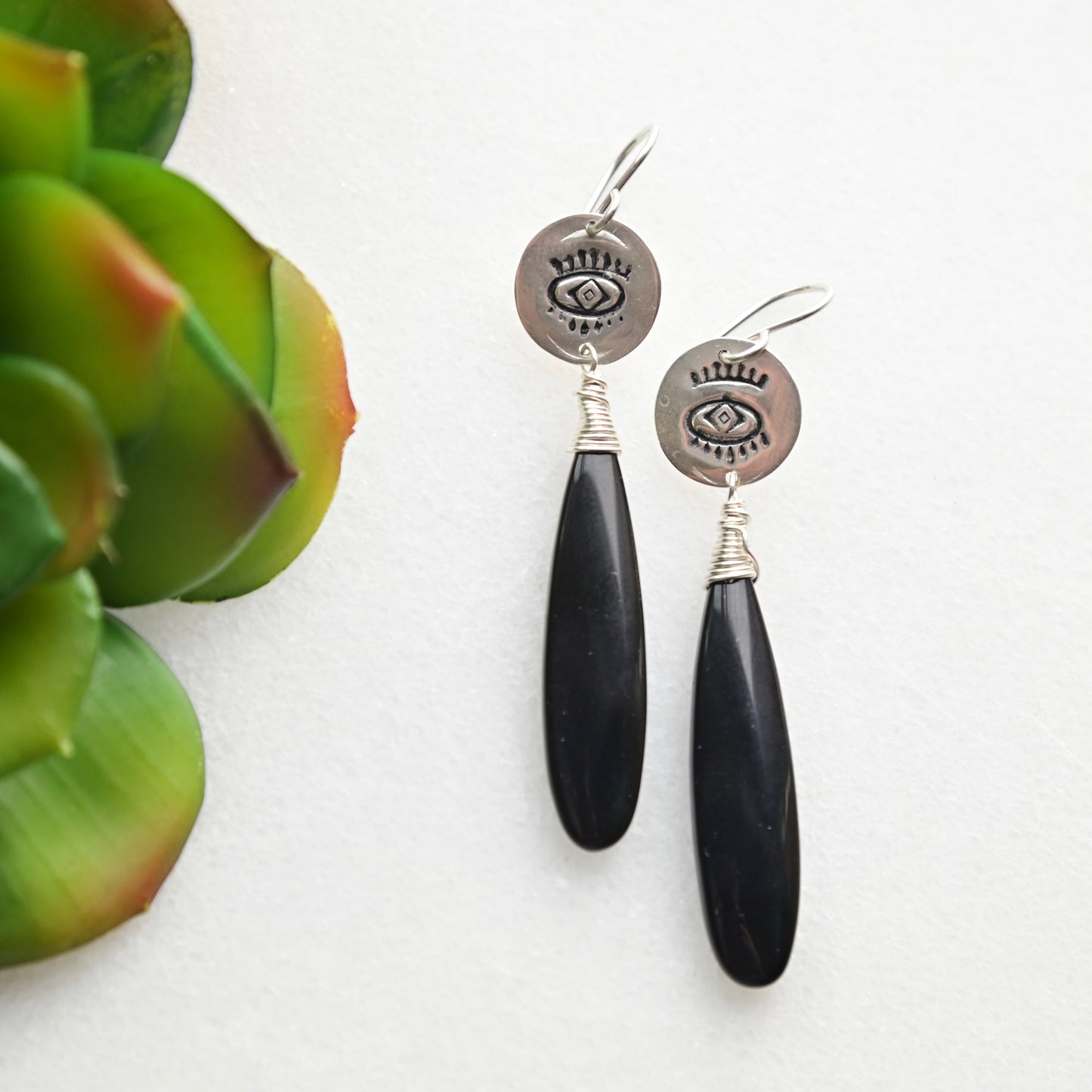 Silver Elements: Black Obsidian Earrings