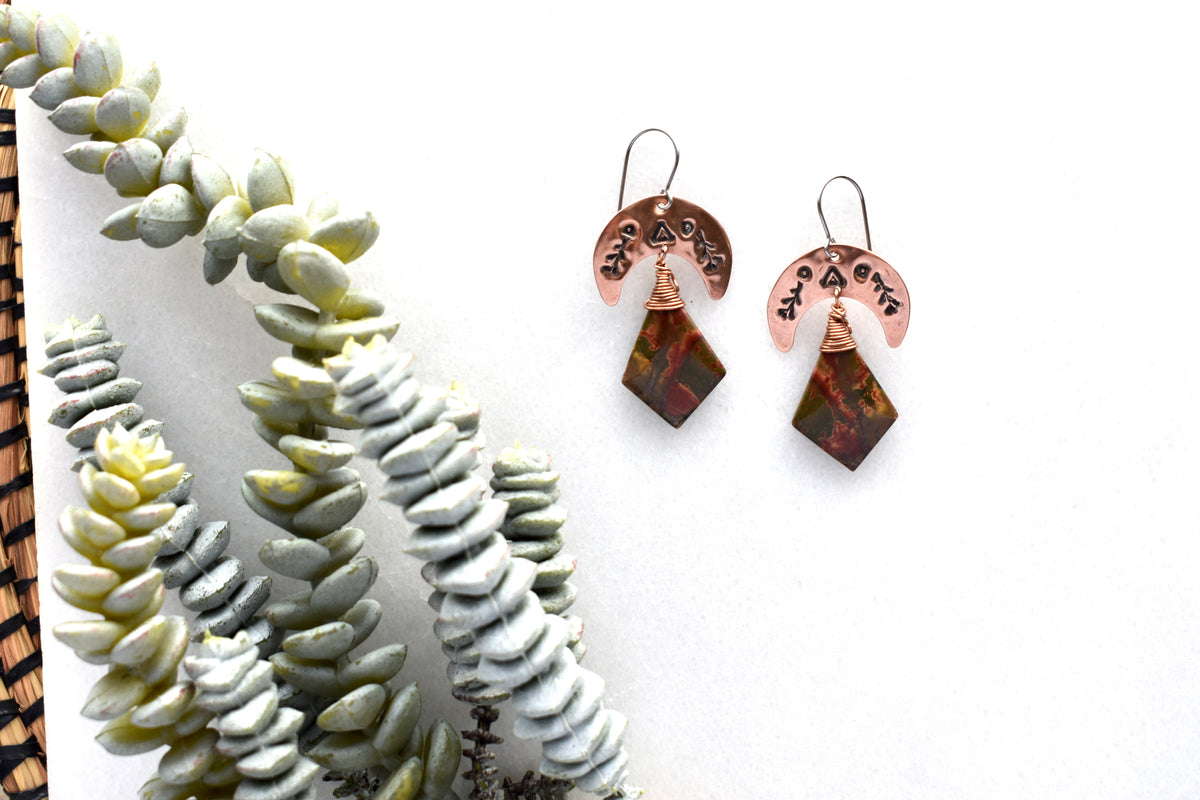 Copper Creations: Red Jasper Earrings