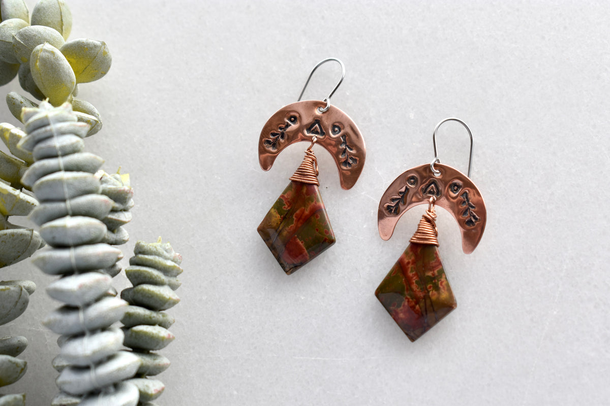 Copper Creations: Red Jasper Earrings