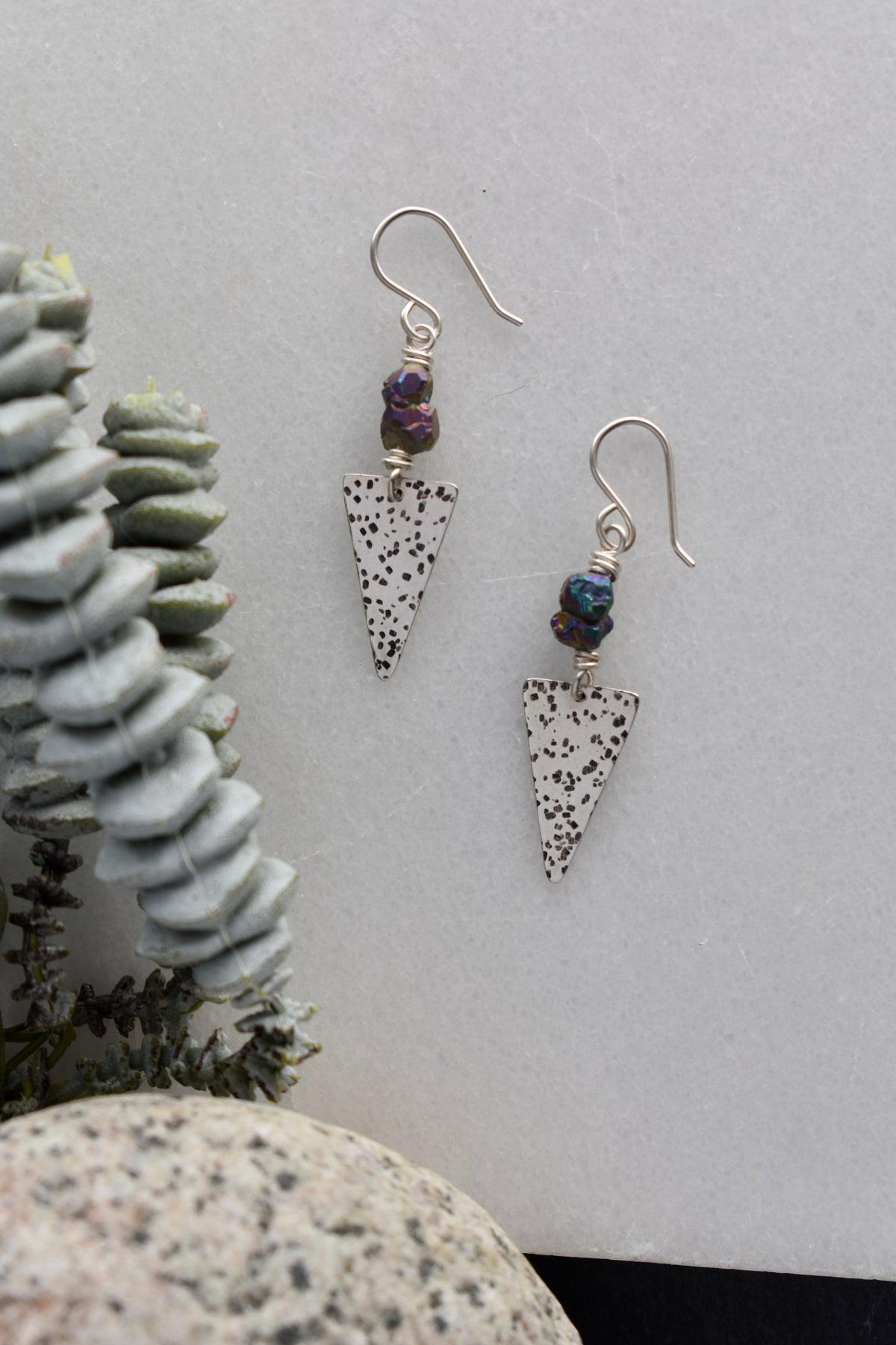 Silver Elements: Rainbow Pyrite Earrings