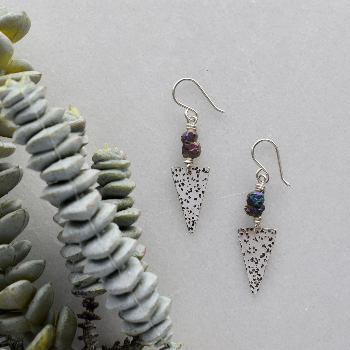 Silver Elements: Rainbow Pyrite Earrings