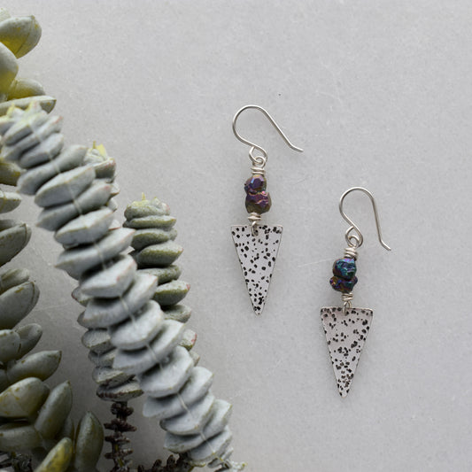Silver Elements: Rainbow Pyrite Earrings