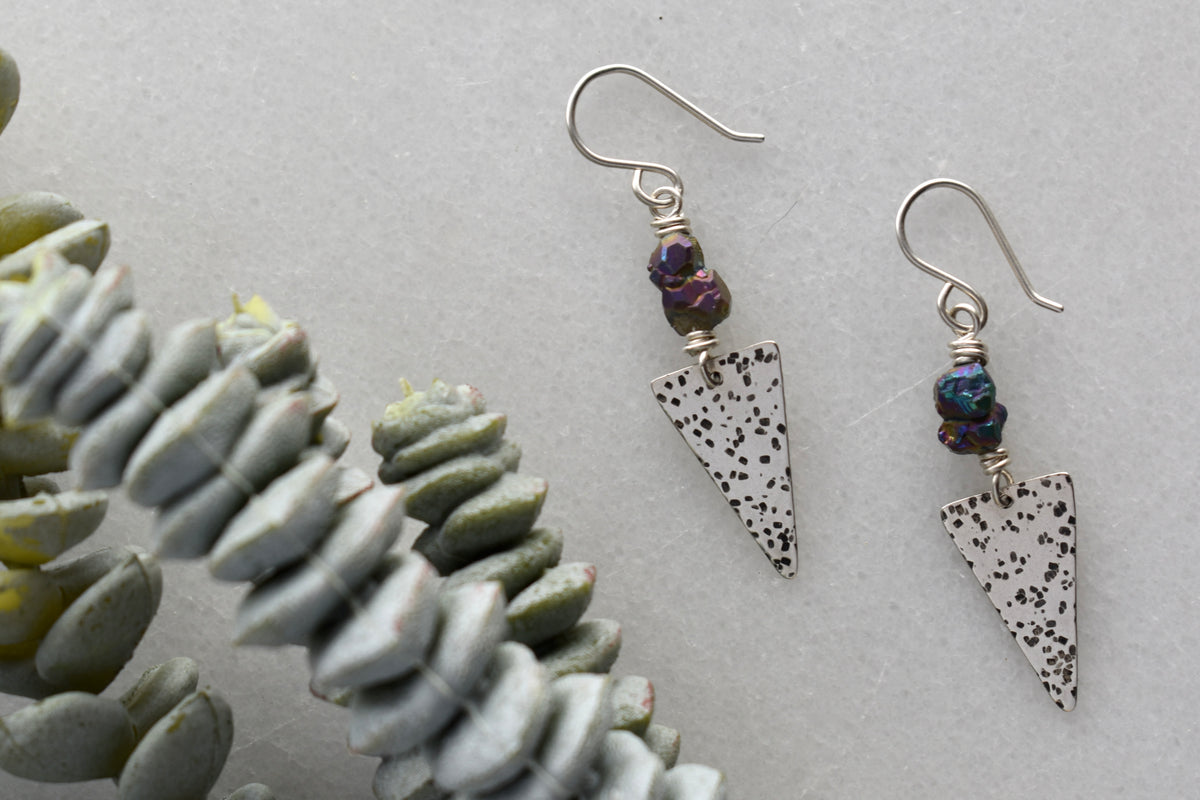 Silver Elements: Rainbow Pyrite Earrings