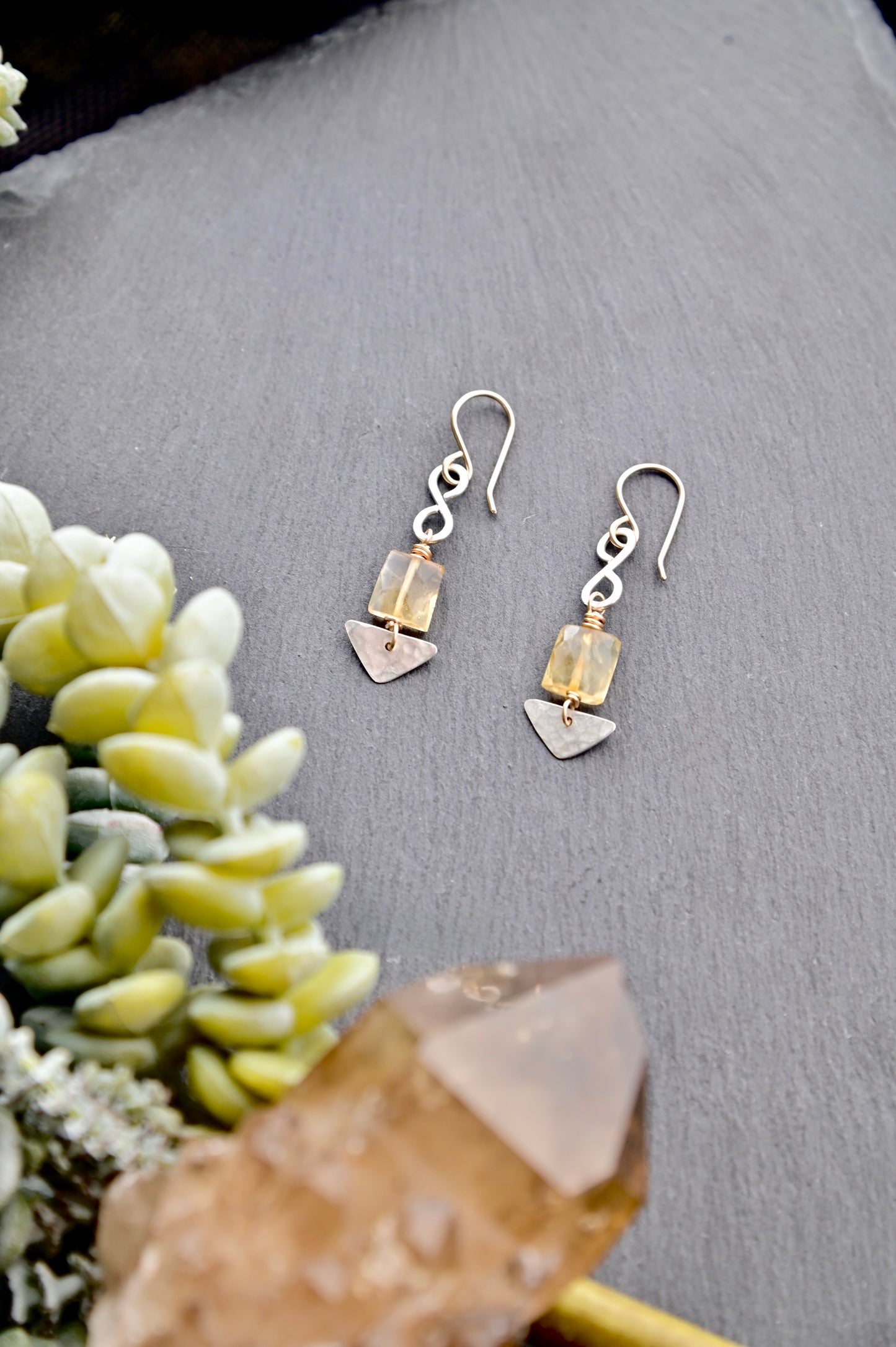 Silver Elements: Citrine Earrings