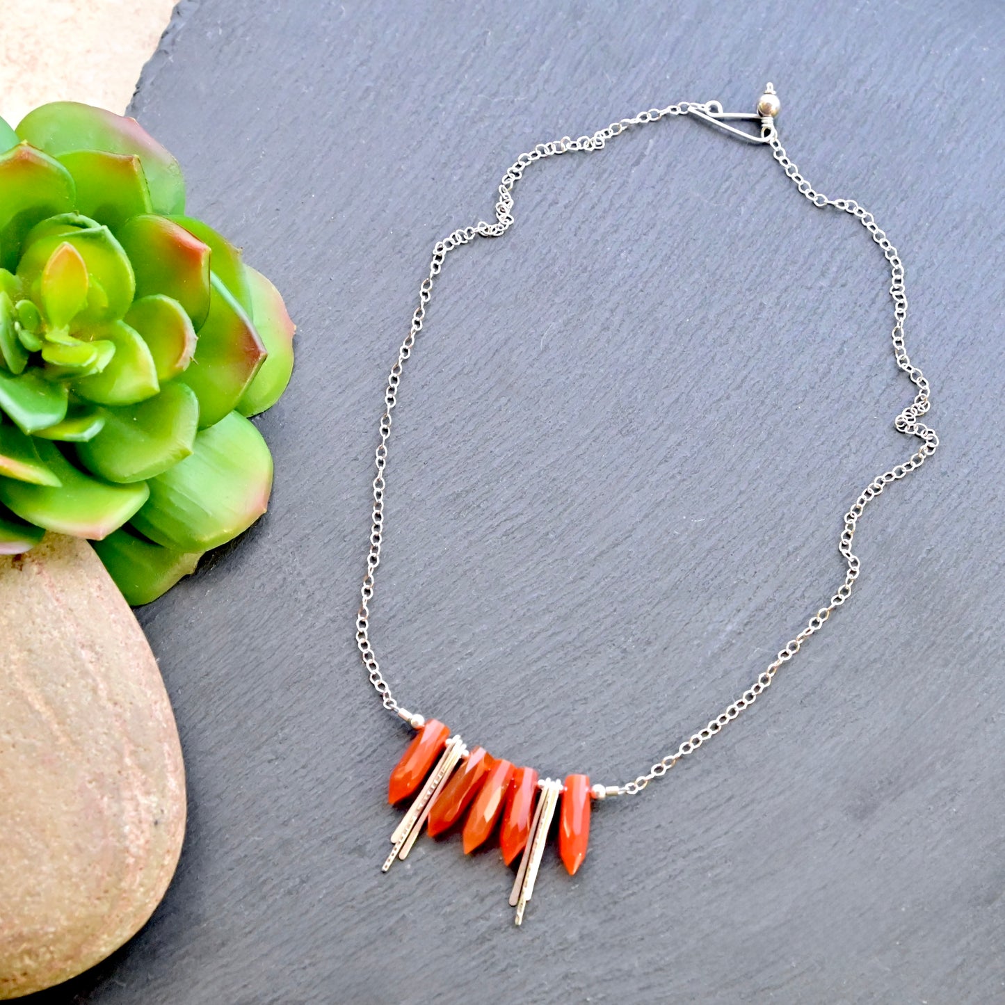 Sticks & Stones: Carnelian + Silver Necklace