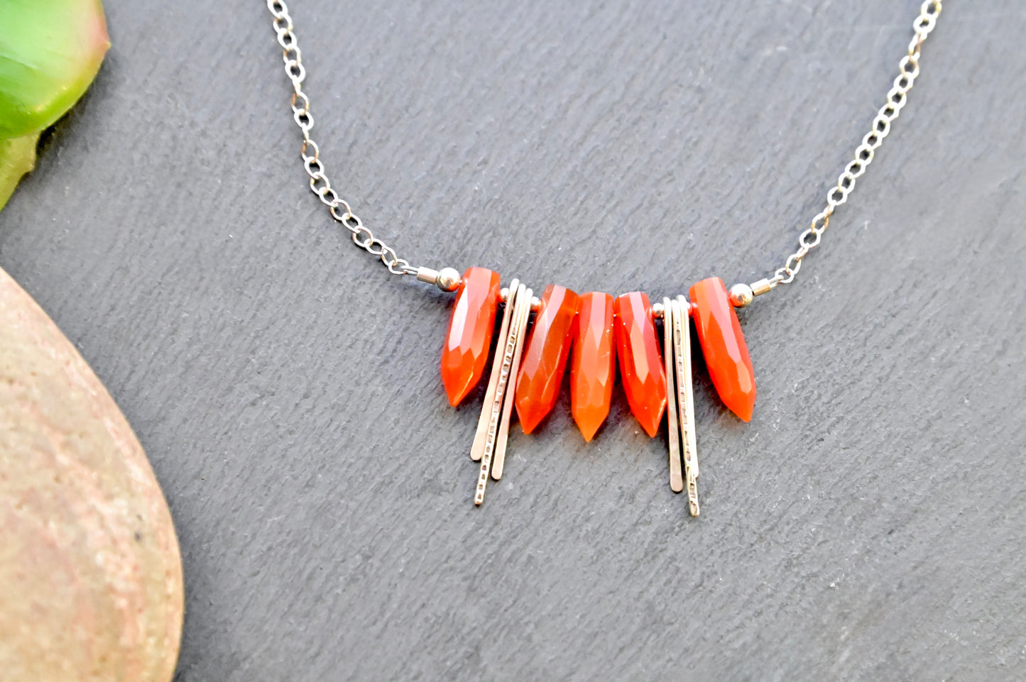 Sticks & Stones: Carnelian + Silver Necklace