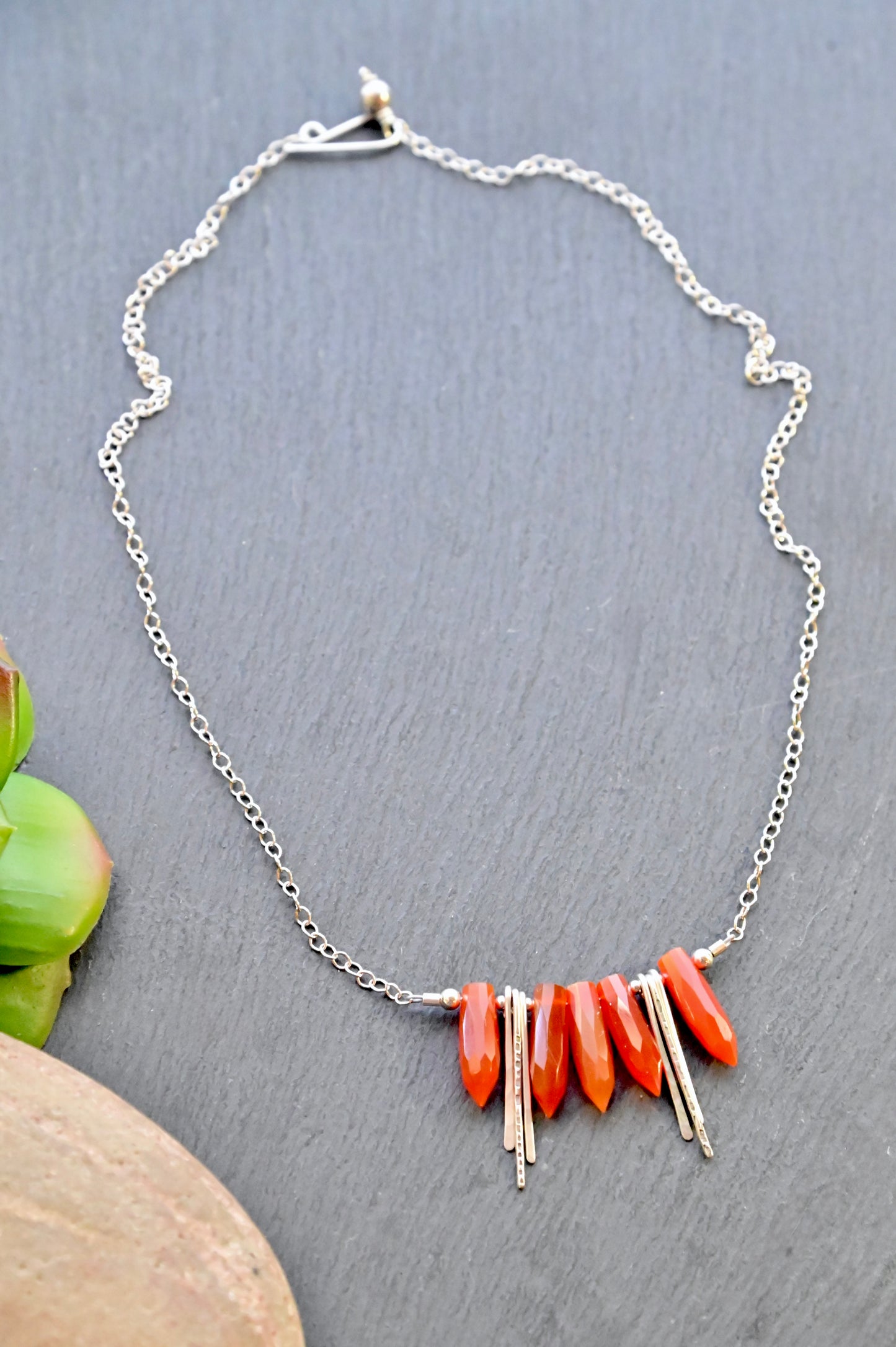 Sticks & Stones: Carnelian + Silver Necklace