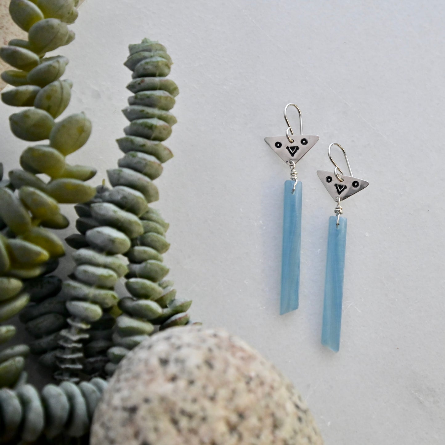 Silver Elements: Blue Calcite Earrings