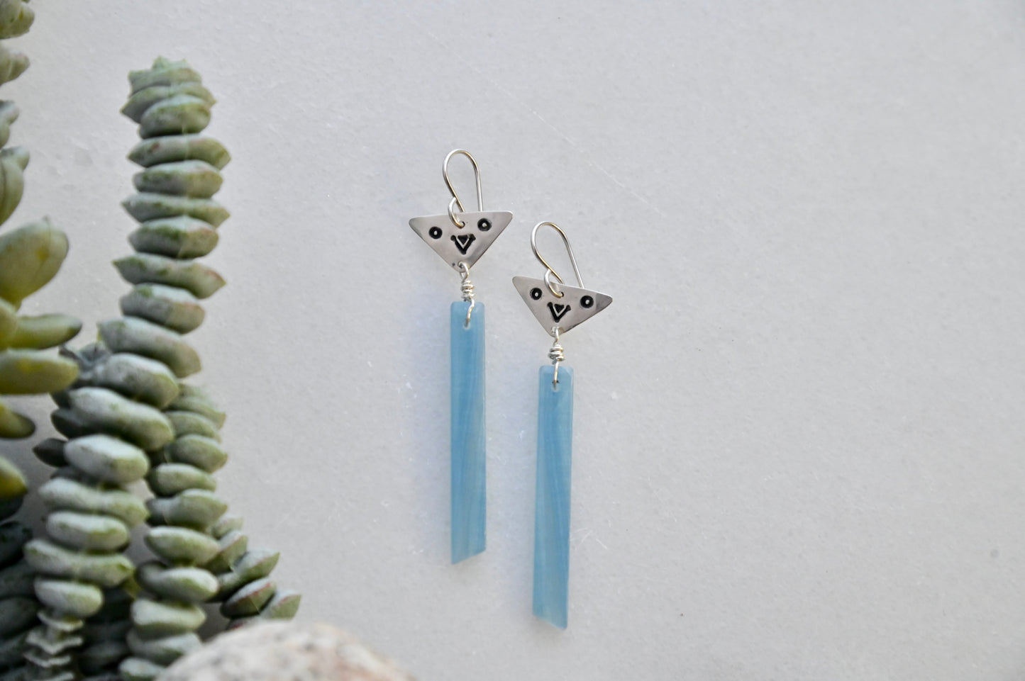 Silver Elements: Blue Calcite Earrings