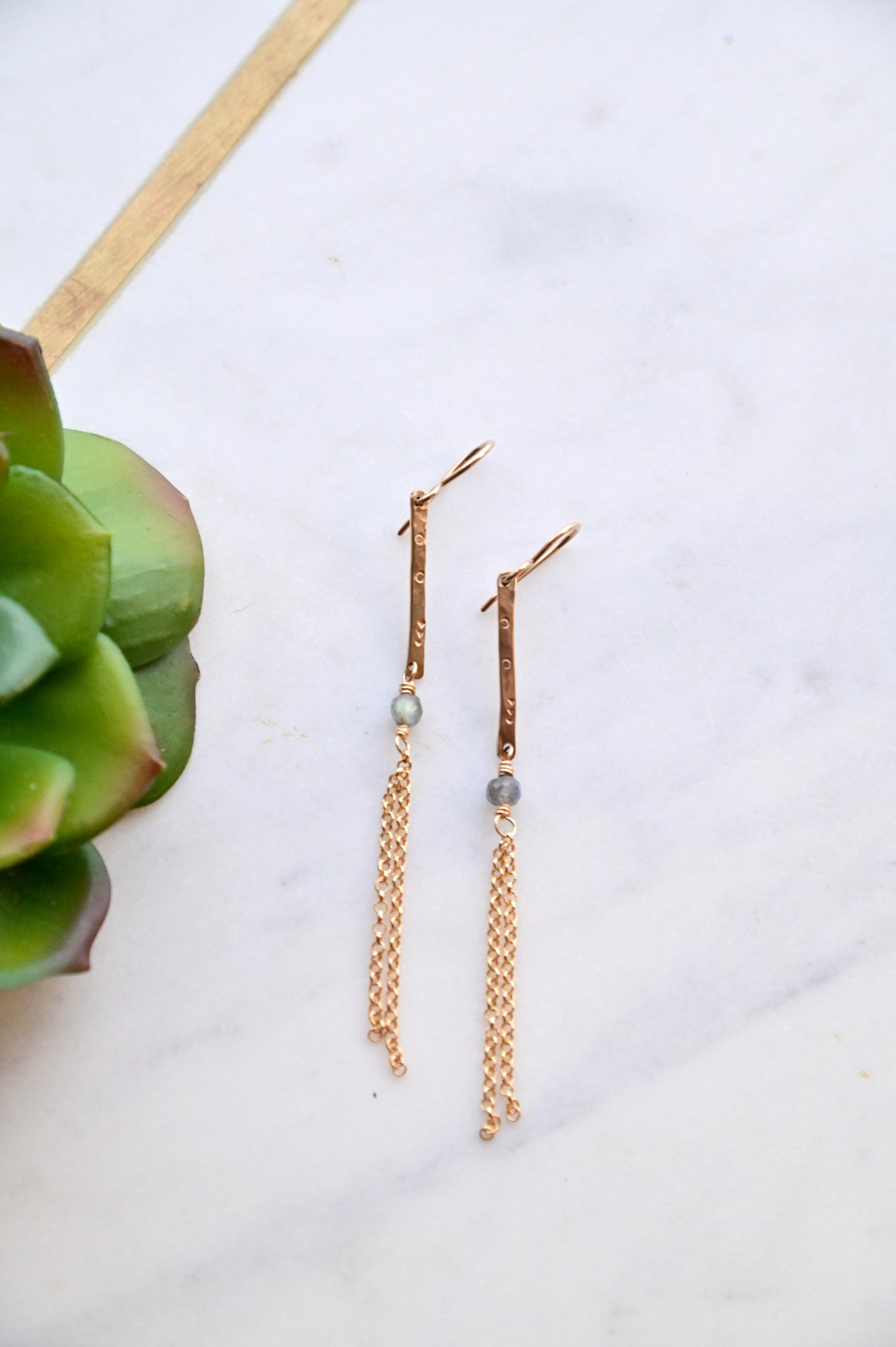 Sticks & Stones: Labradorite + Gold Earrings