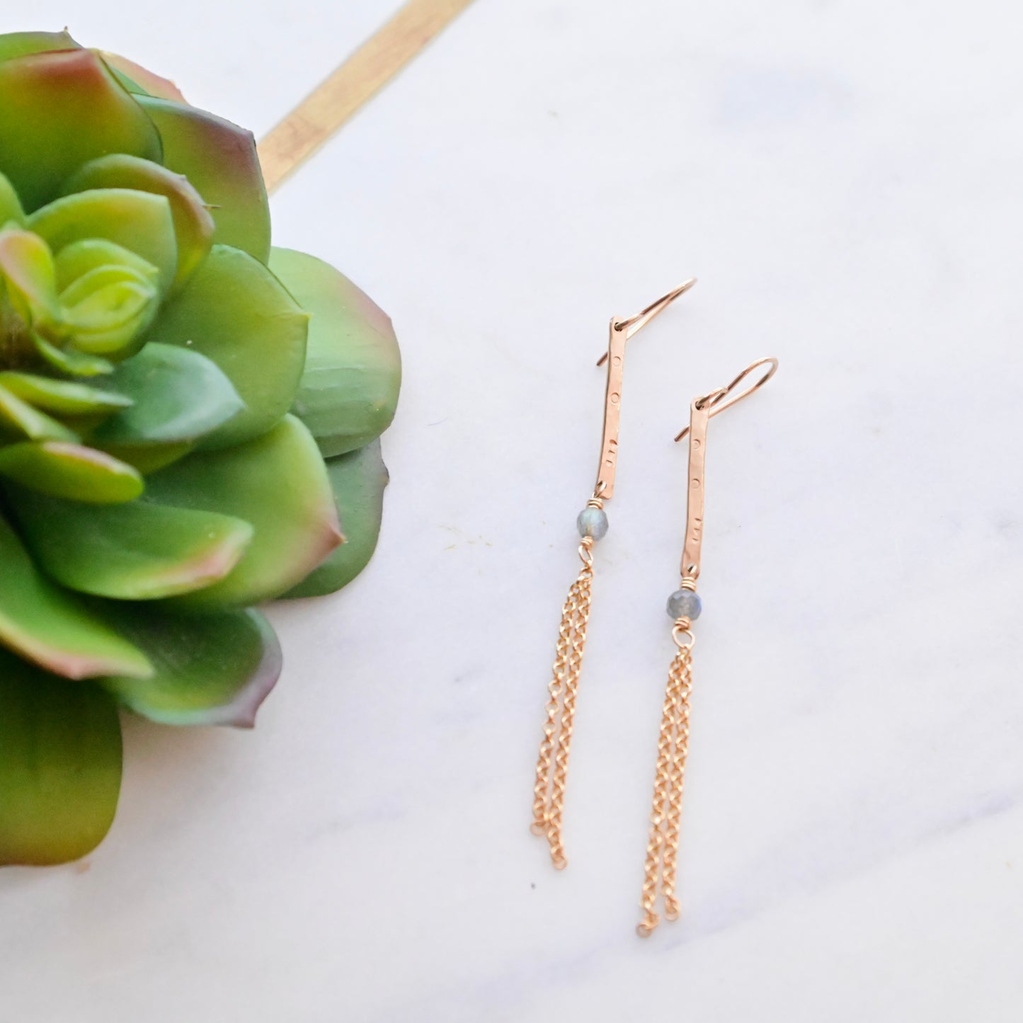 Sticks & Stones: Labradorite + Gold Earrings