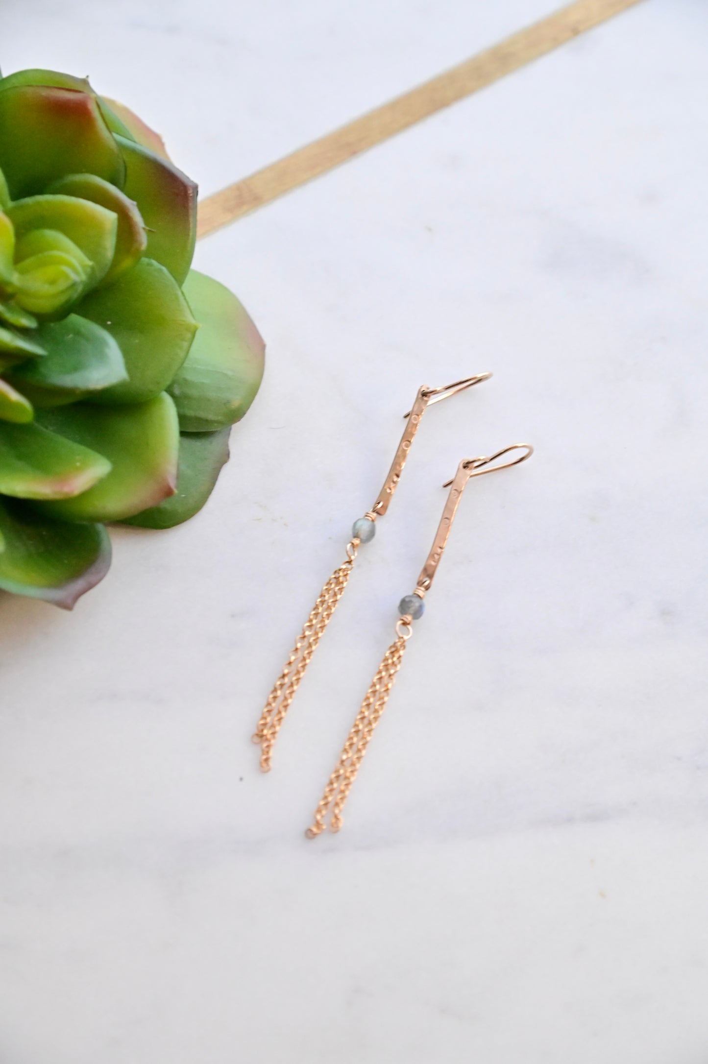 Sticks & Stones: Labradorite + Gold Earrings