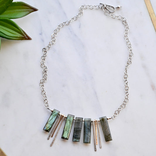 Sticks & Stones: Labradorite + Silver Necklace