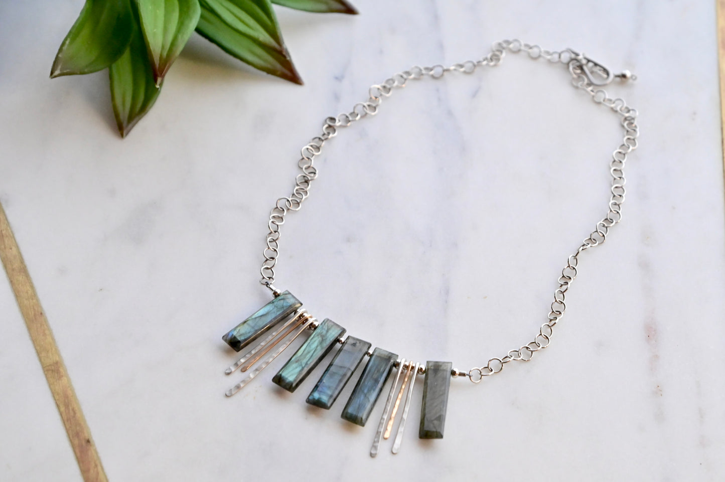 Sticks & Stones: Labradorite + Silver Necklace