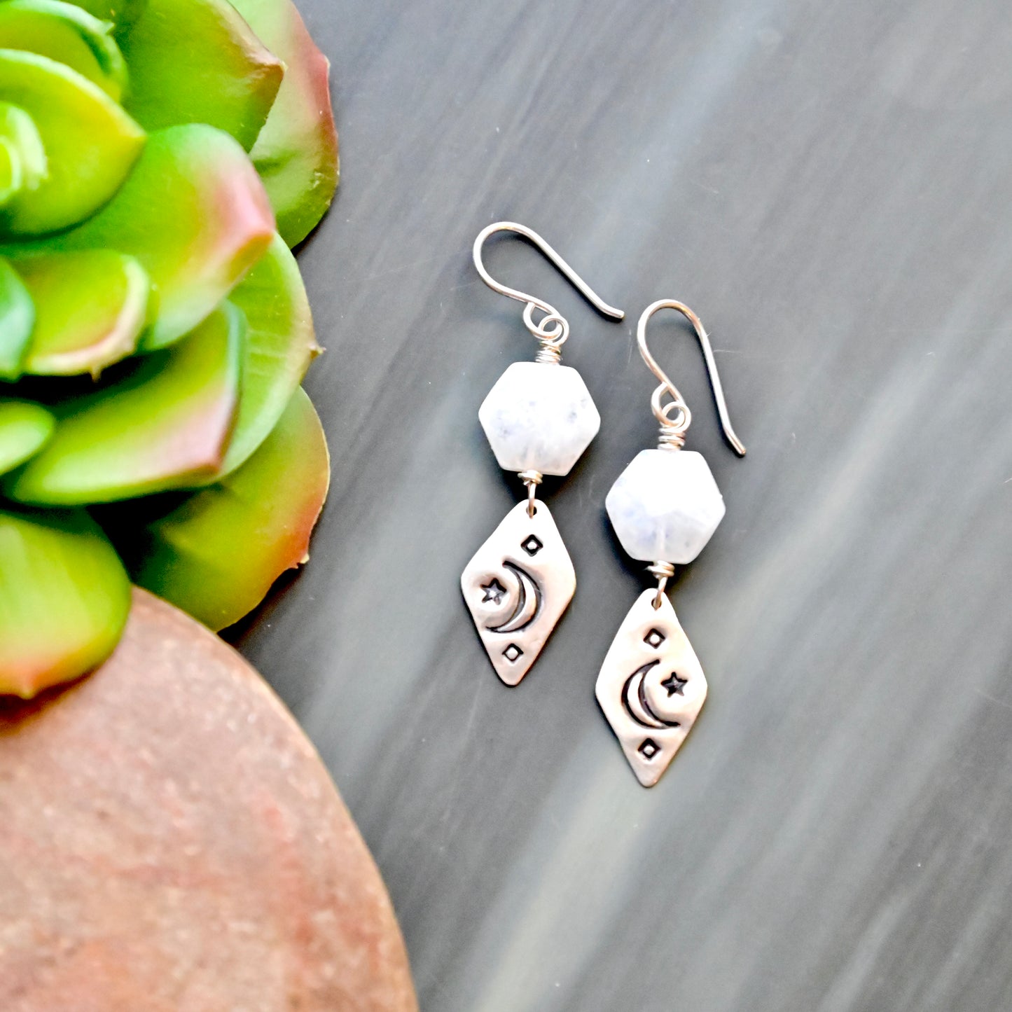 Silver Elements: Moonstone Earrings
