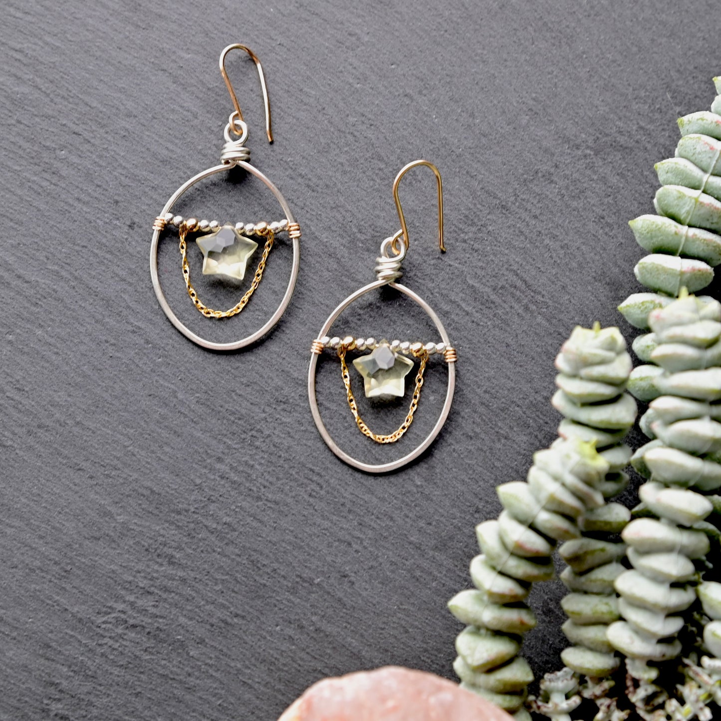 Hammered Hoops: Cubic Zirconia + Silver