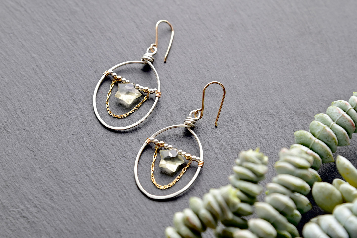 Hammered Hoops: Cubic Zirconia + Silver