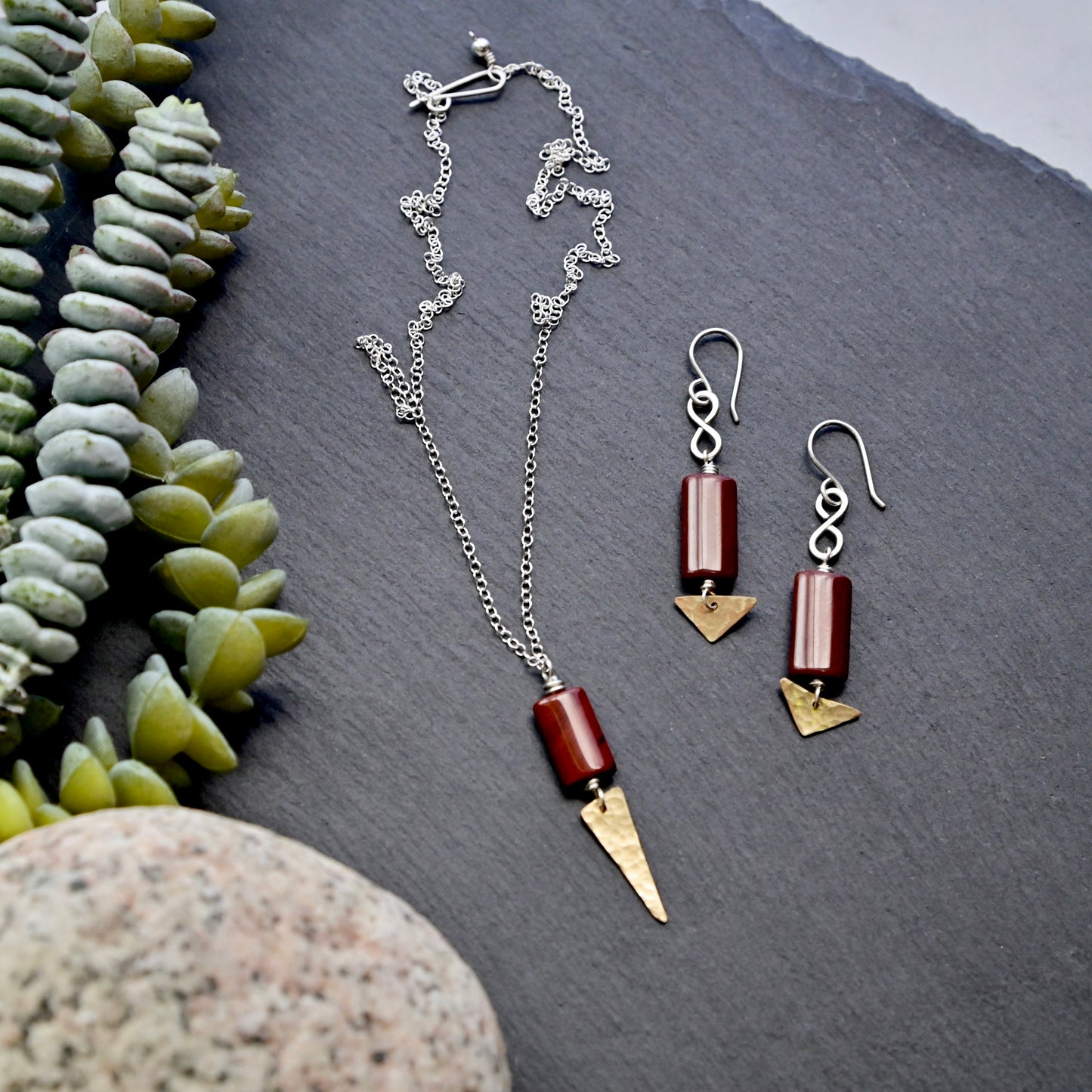 Gold Essentials: Red Jasper Earrings